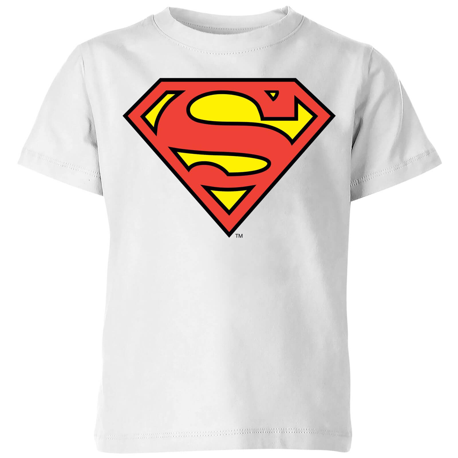 DC Originals Official Superman Shield Kids' T-Shirt - White - 3-4 Years - White