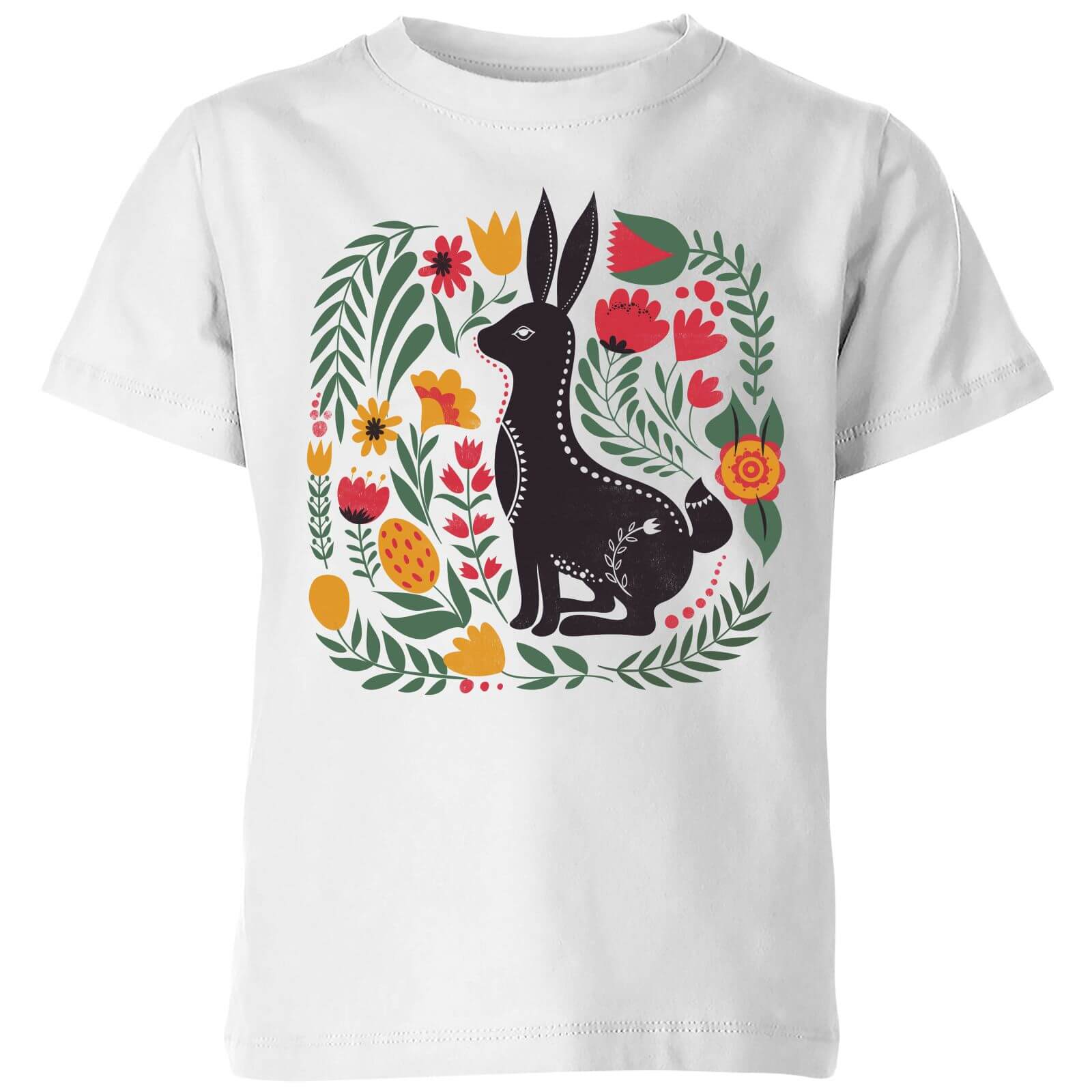 My Little Rascal Scandi Rabbit Pattern Kids' T-Shirt - White - 7-8 Years - White