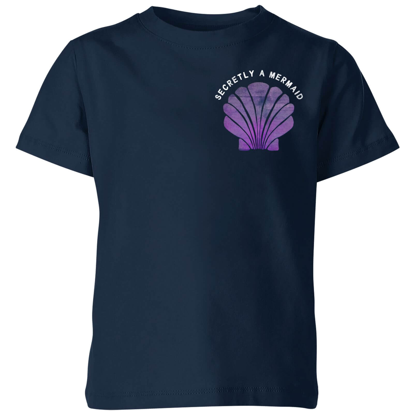 My Little Rascal Secretly A Mermaid Kids' T-Shirt - Navy - 3-4 Years - Navy