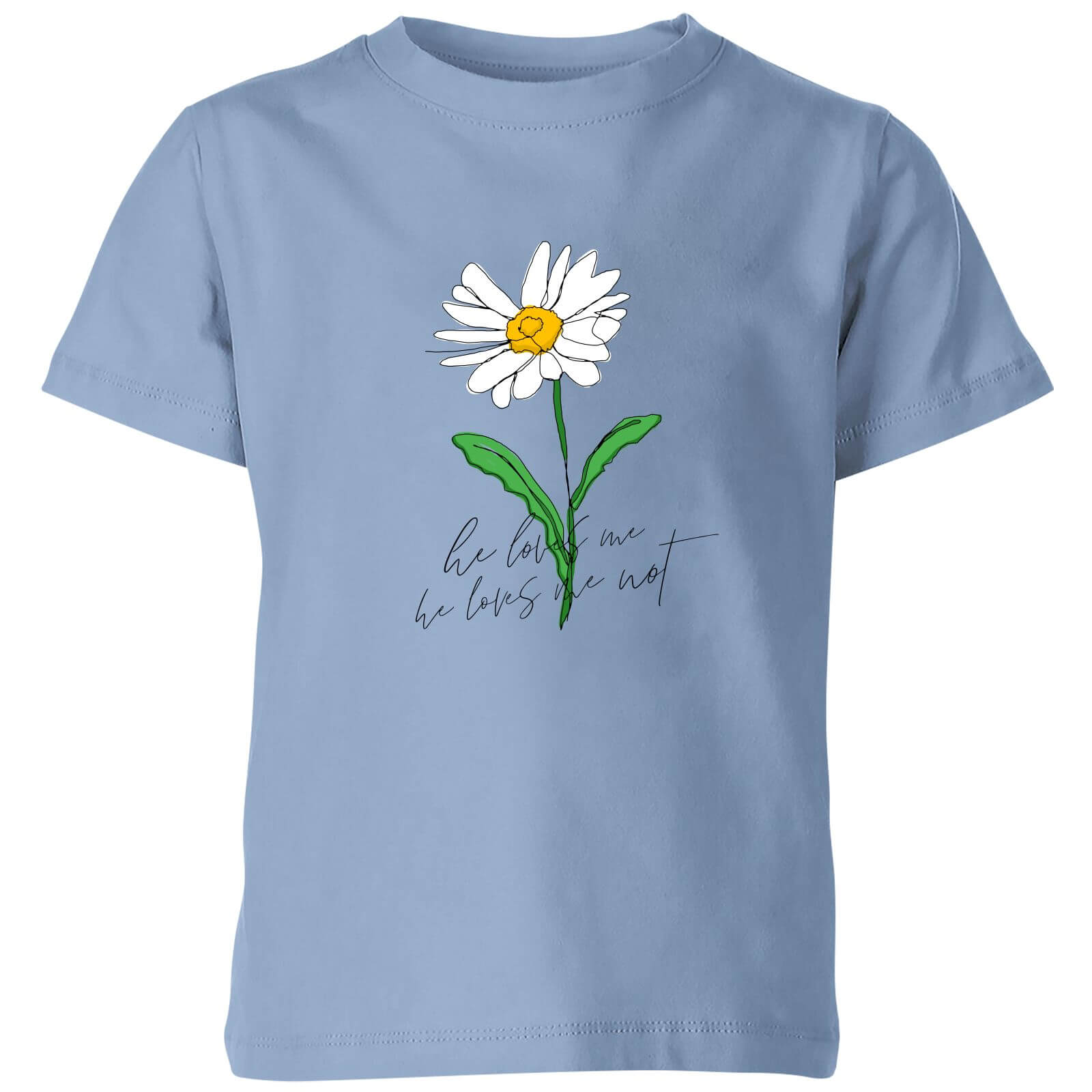 My Little Rascal He Loves Me, He Loves Me Not Kids' T-Shirt - Baby Blue - 3-4 Years - Baby Blue