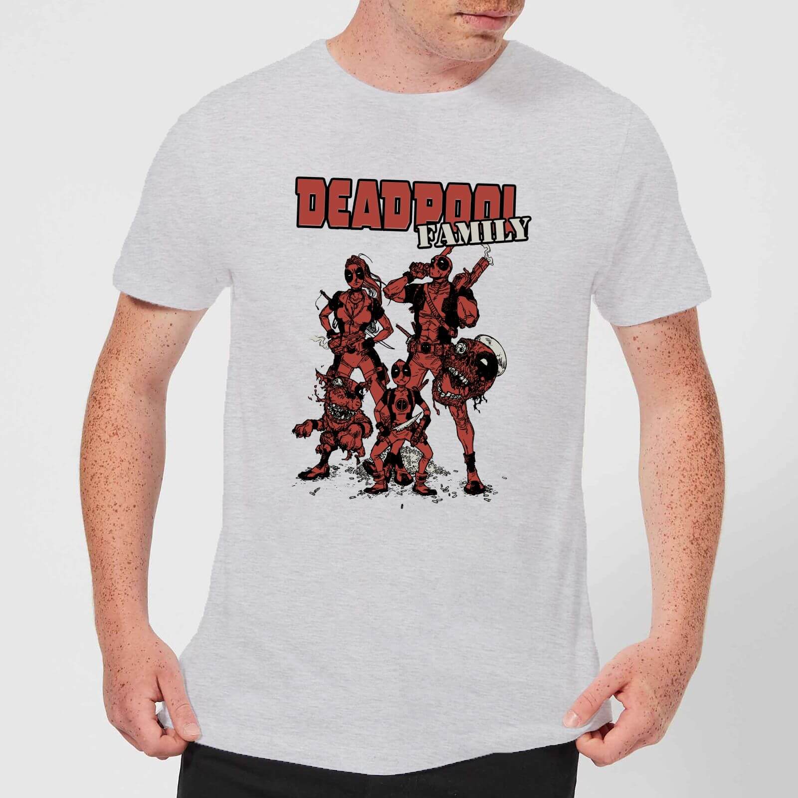 T-Shirt Homme Deadpool Photo de Famille Marvel - Gris - XXL - Gris