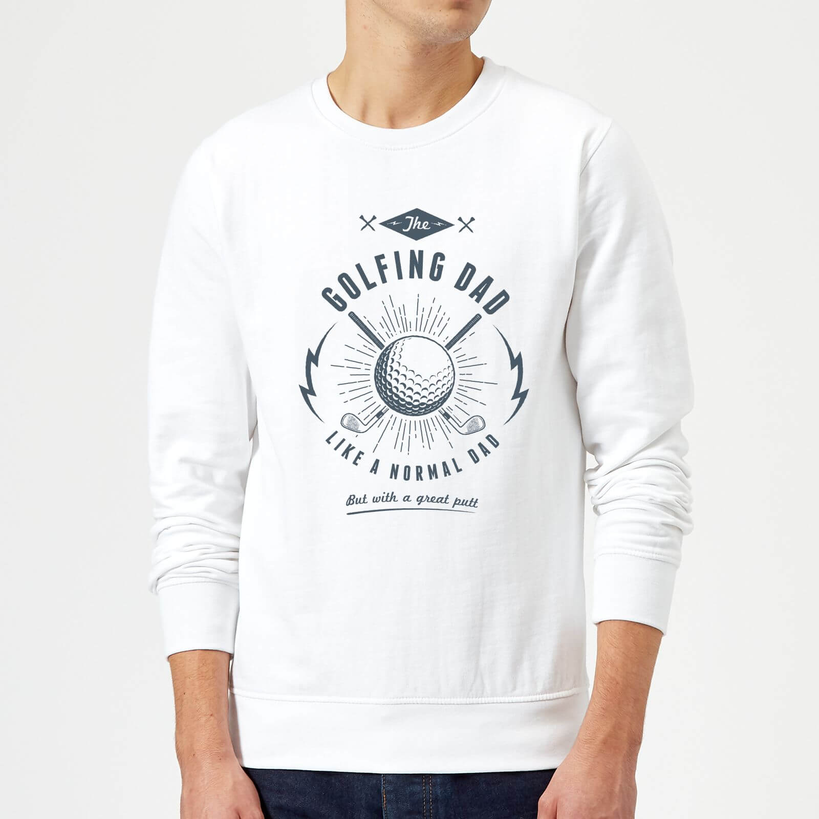 Golfing Dad Sweatshirt - White - S - White