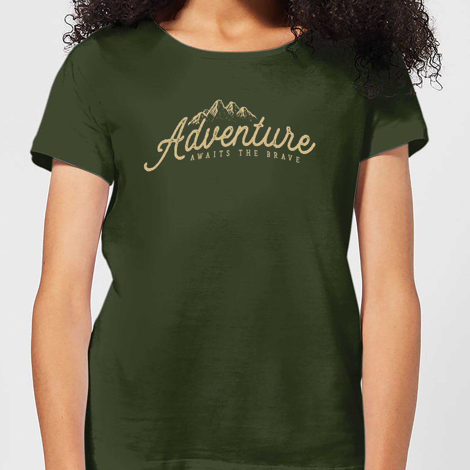 Adventure Awaits The Brave Women's T-Shirt - Forest Green - S - Forest Green