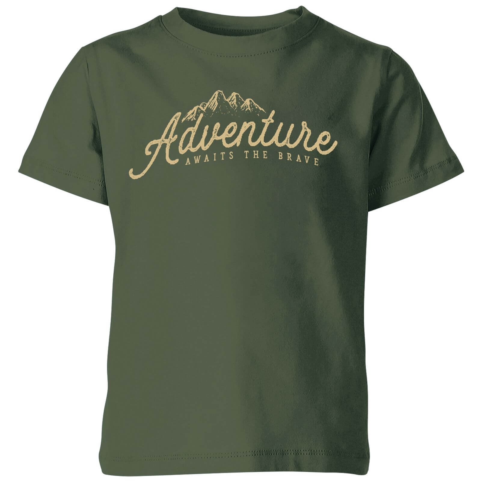 Adventure Awaits The Brave Kids' T-Shirt - Forest Green - 3-4 Years - Forest Green