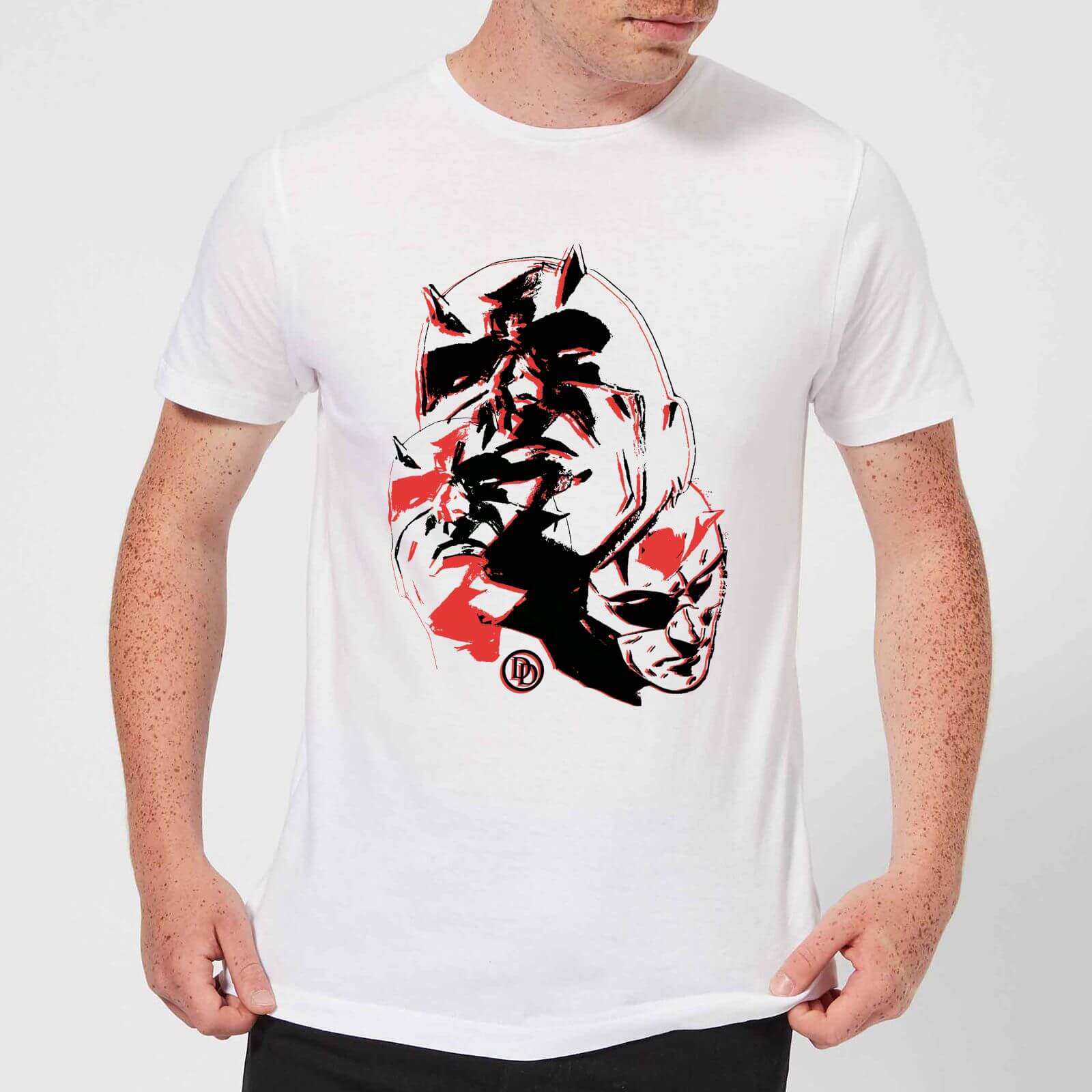 Marvel Knights Daredevil Layered Faces Men's T-Shirt - White - L
