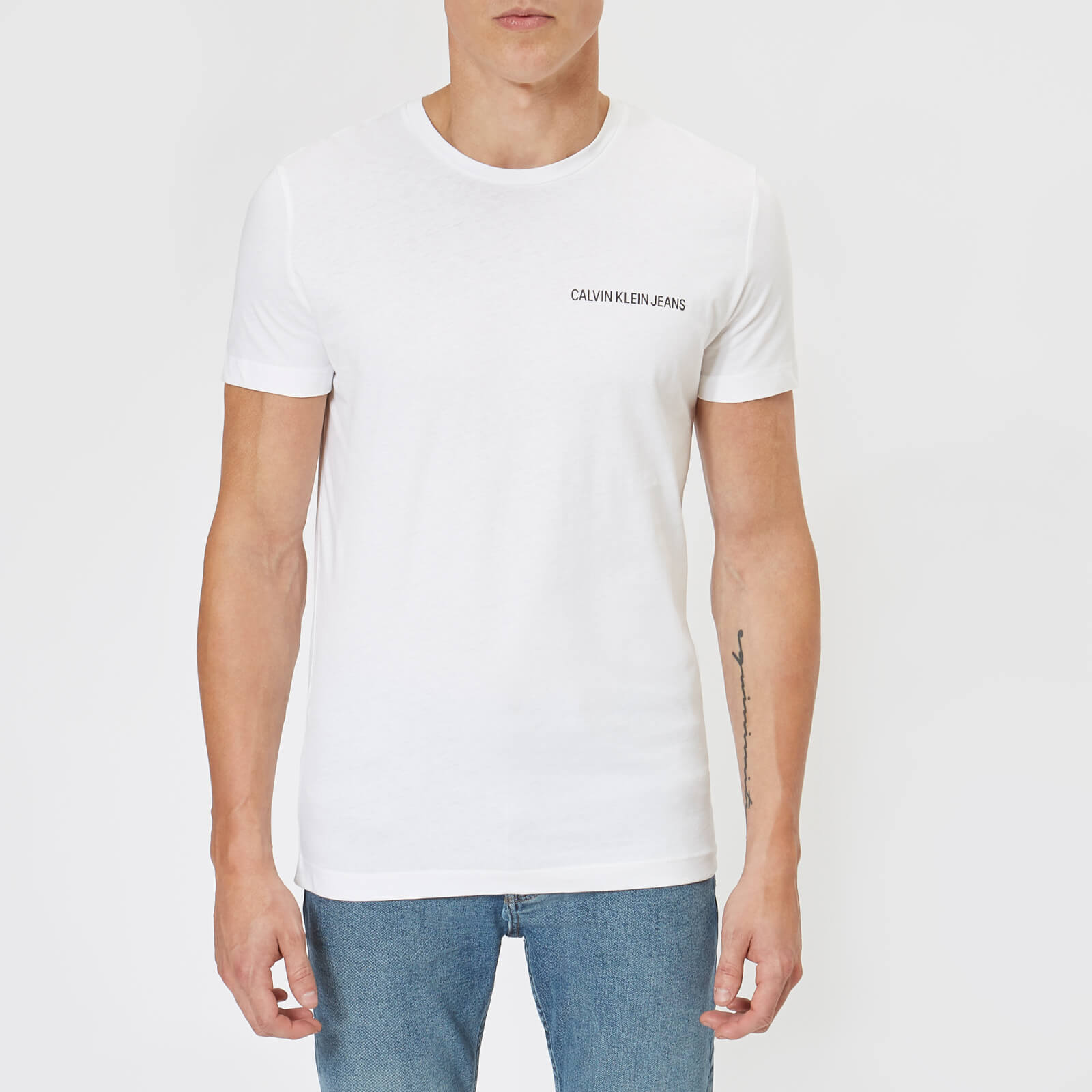 Calvin Klein Jeans Men's Chest Institutional Slim T-Shirt - Bright White - Xl