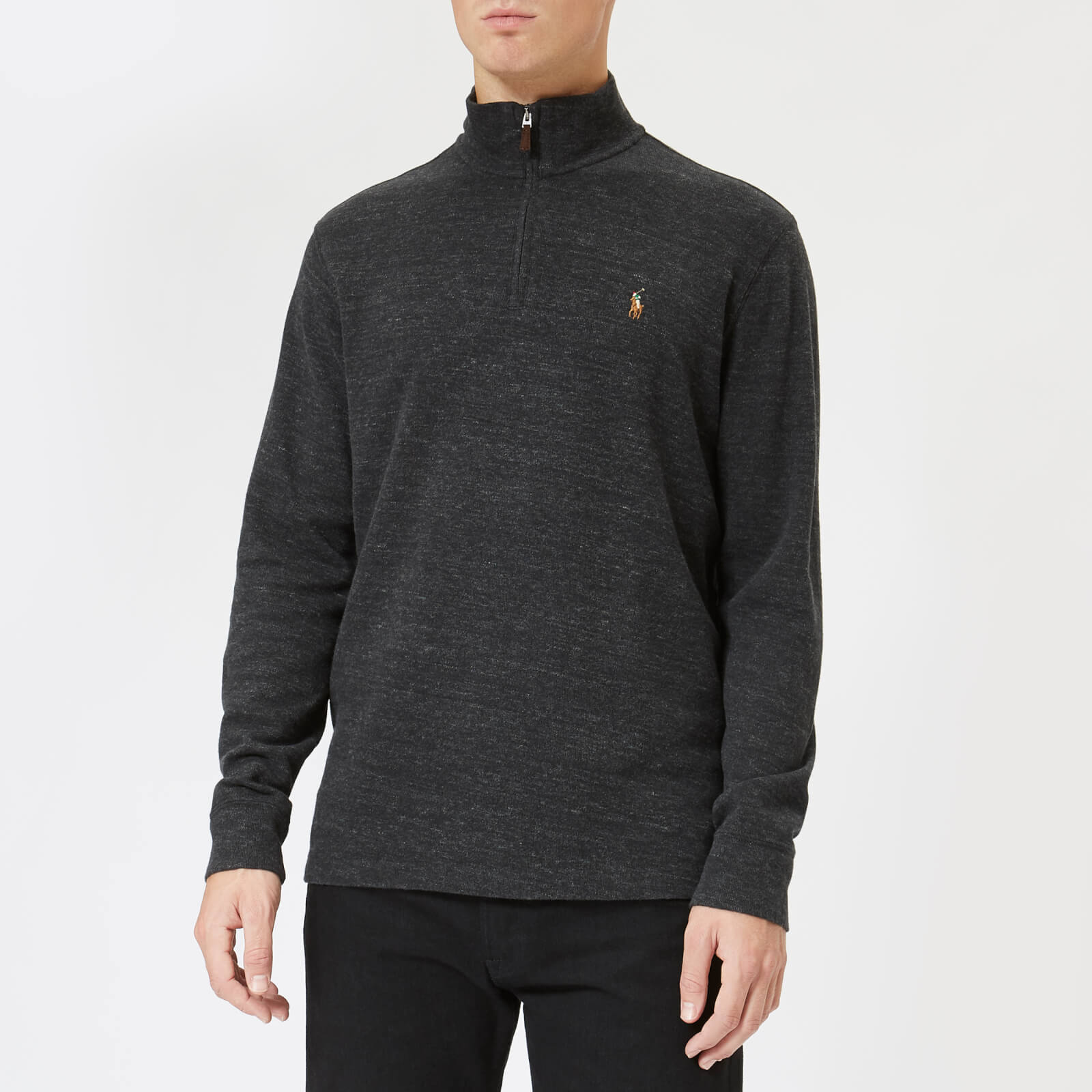 Polo Ralph Lauren Men's Quarter Zip Sweatshirt - Black Heather - XXL - Grey