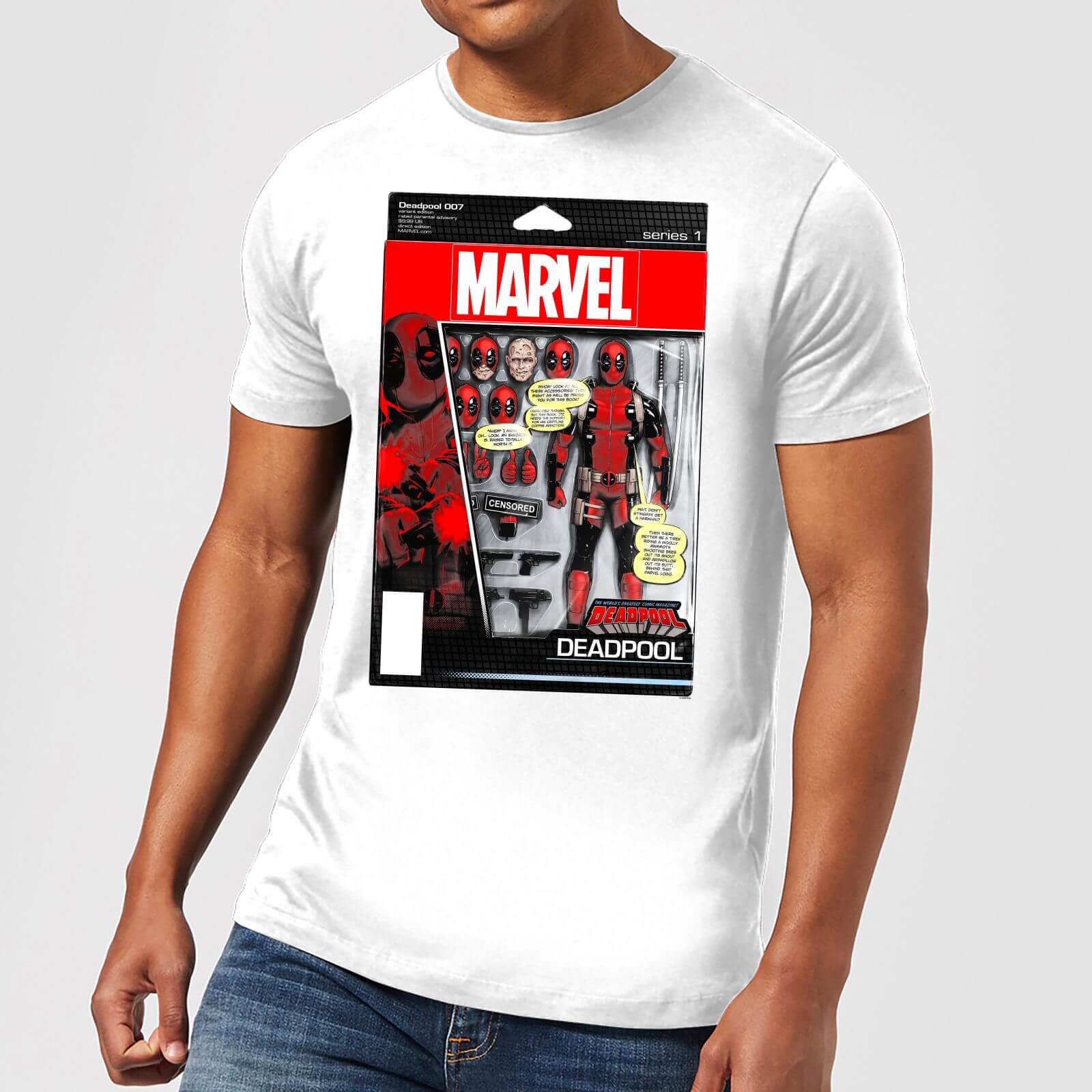 T-Shirt Homme Figurine Deadpool Marvel - Blanc - S