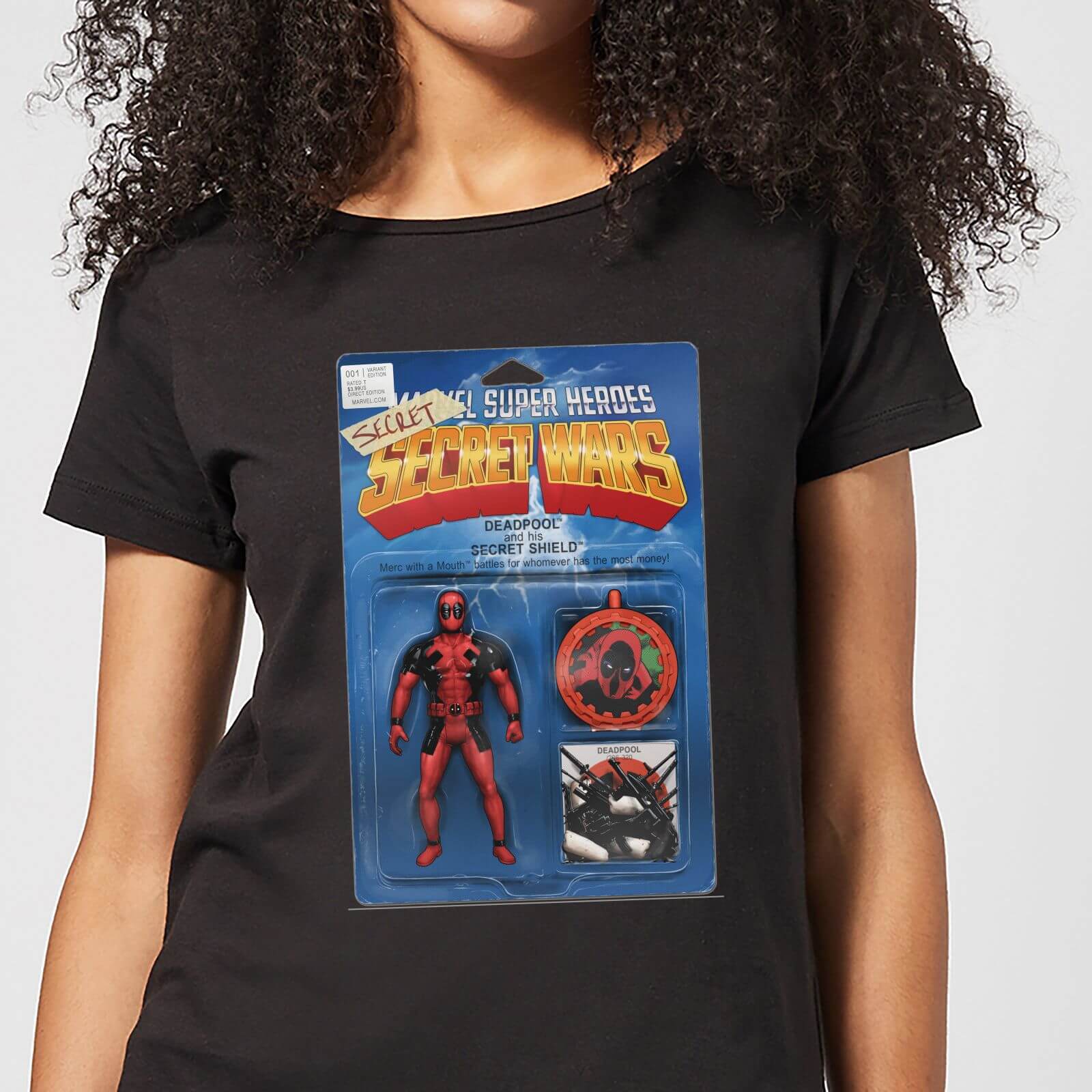 Marvel Deadpool Secret Wars Action Figure T-Shirt Donna - Nero - M - Nero