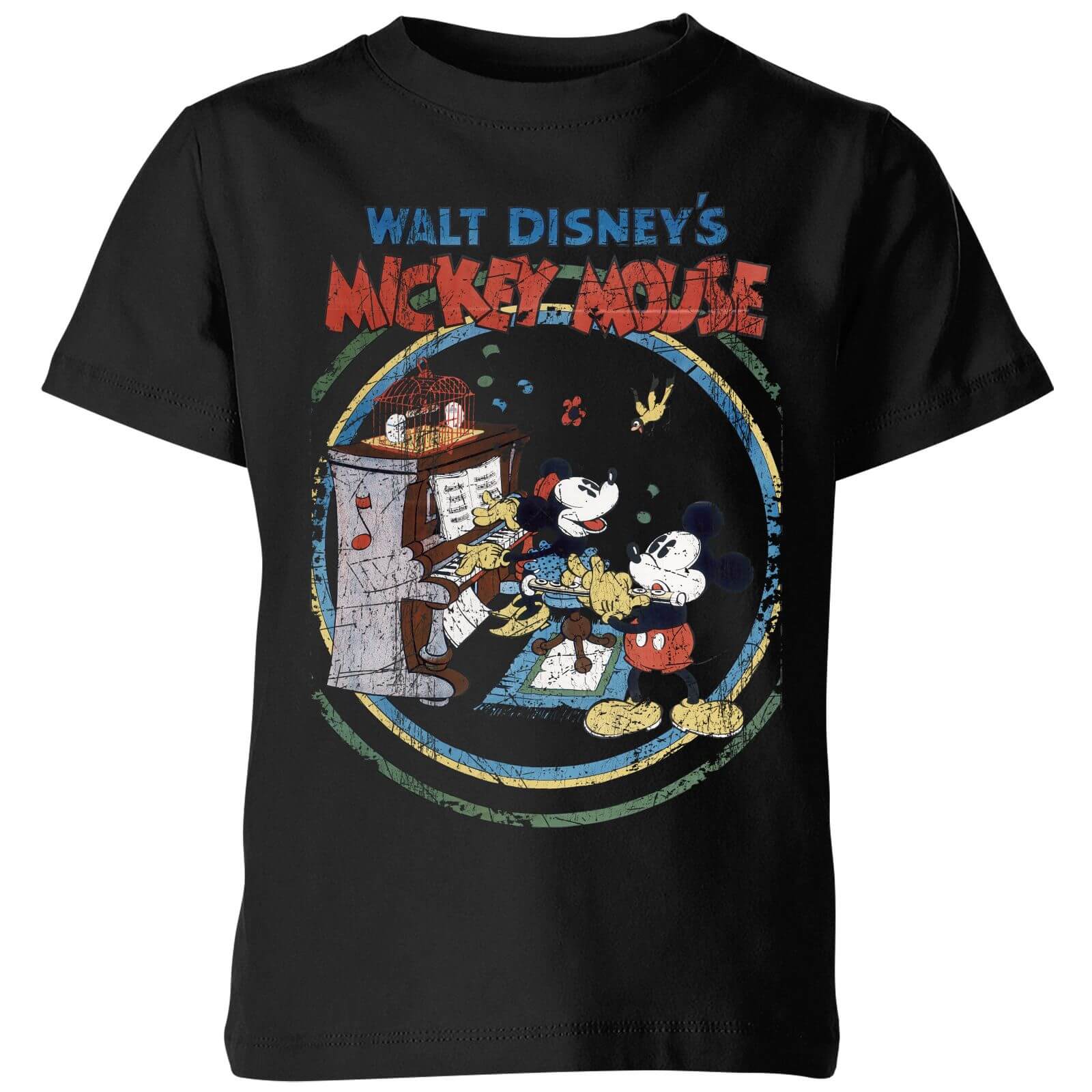 Disney Retro Poster Piano Kids' T-Shirt - Black - 3-4 Years - Black