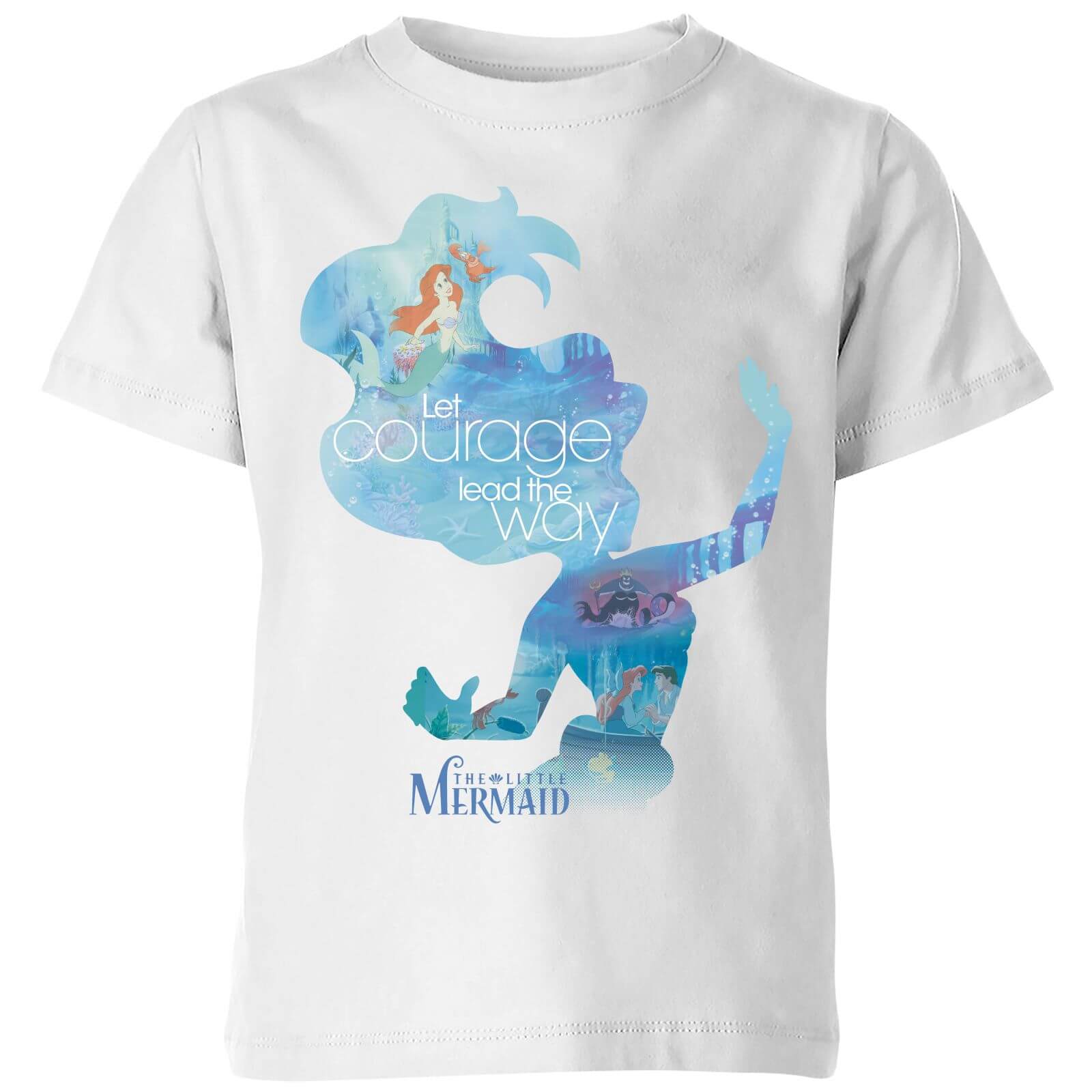 Disney Princess Filled Silhouette Ariel Kids' T-Shirt - White - 3-4 Years