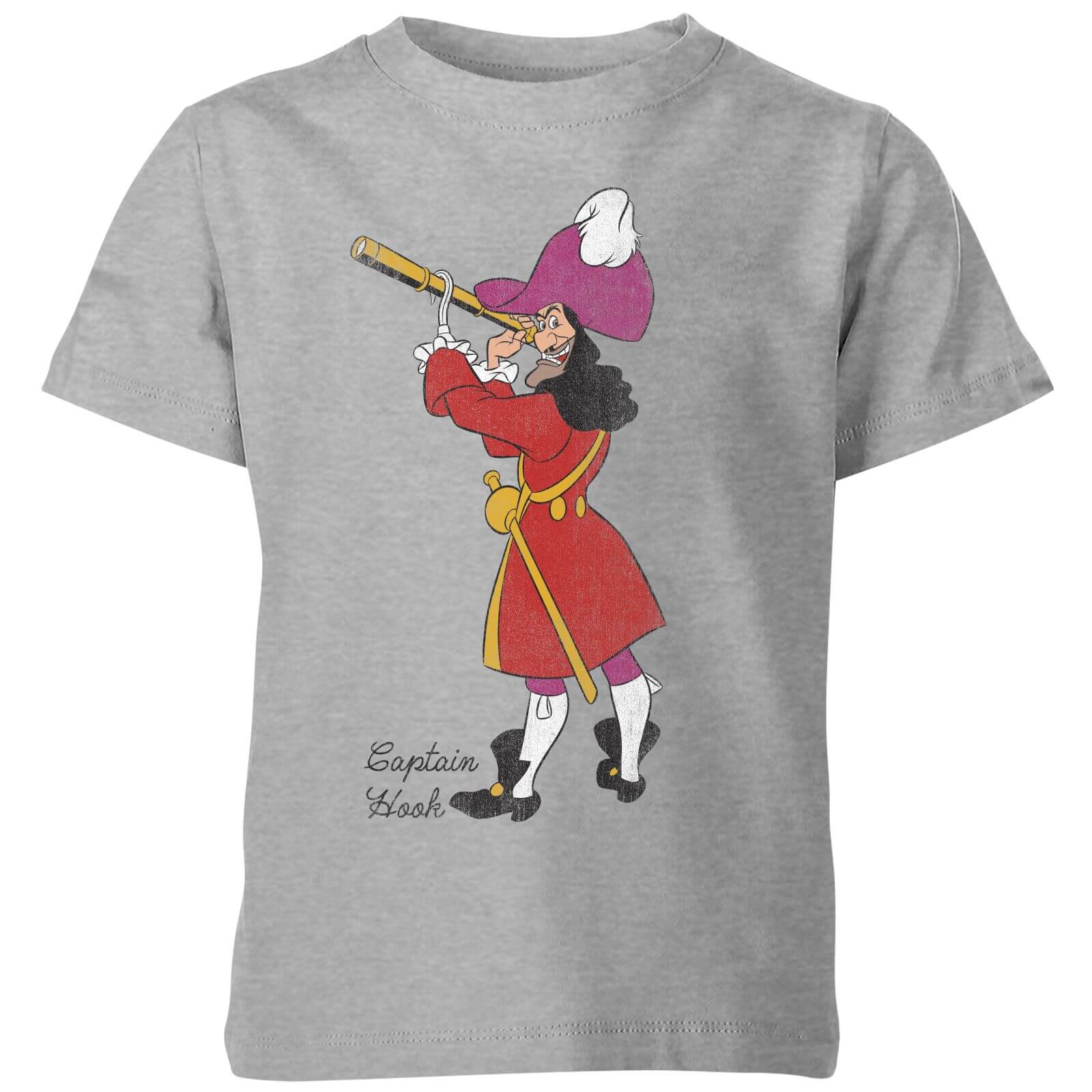 Disney Peter Pan Captain Hook Classic Kids' T-Shirt - Grey - 5-6 Years