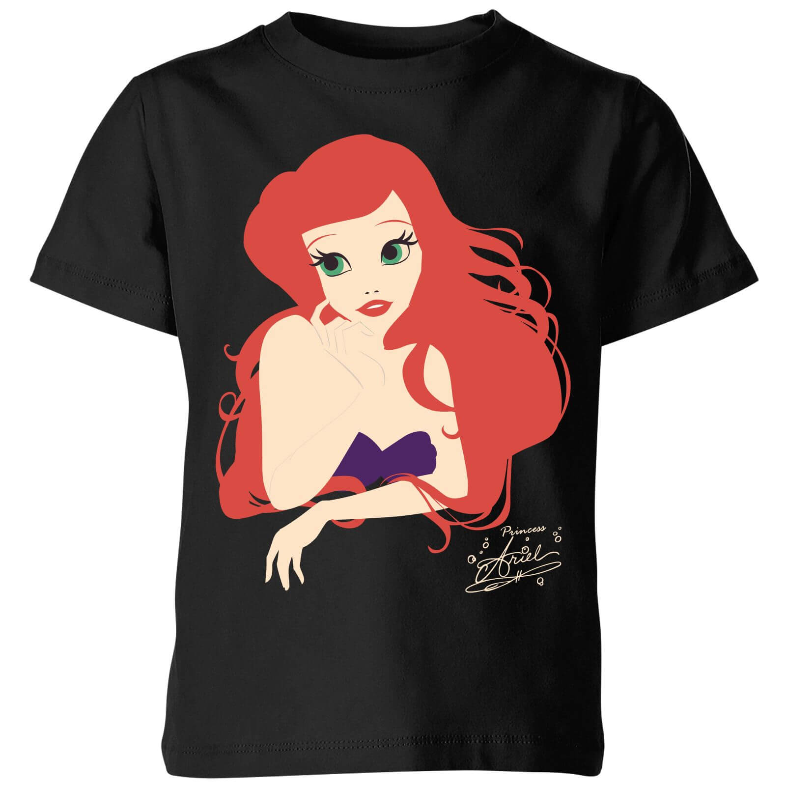 T-Shirt Enfant Disney Silhouette Princesse Ariel - Noir - 5-6 ans - Noir