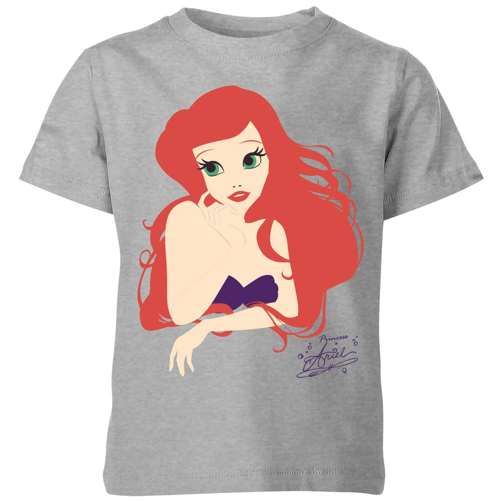 Disney Princess Colour Silhouette Ariel Kinder T-Shirt - Grau - 7-8 Jahre