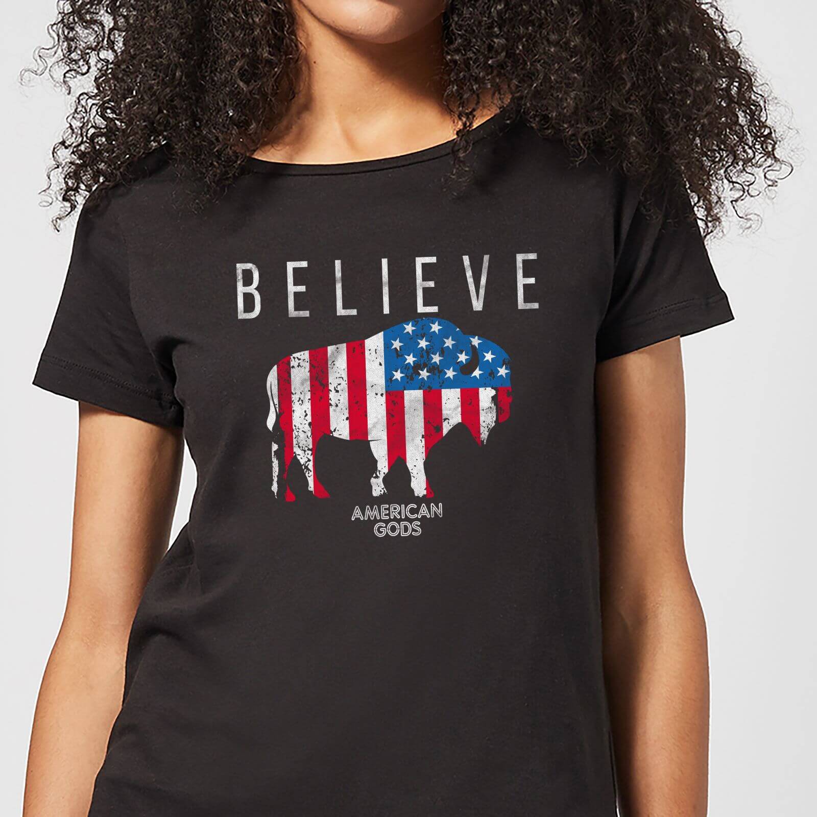 T-Shirt Femme American Gods Bison Drapeau Américain - Noir - M - Noir