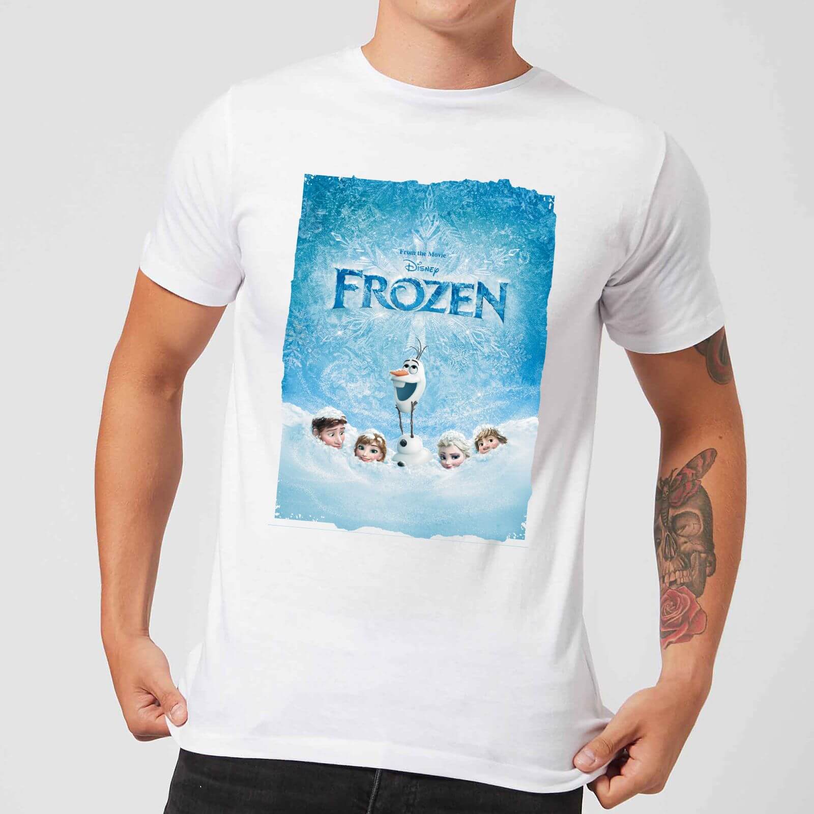 Disney Frozen Snow Poster Men's T-Shirt - White - L