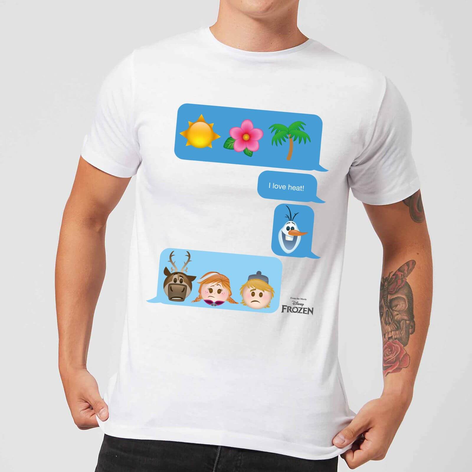 T-Shirt Disney Frozen I Love Heat Emoji - Bianco - Uomo - S - Bianco