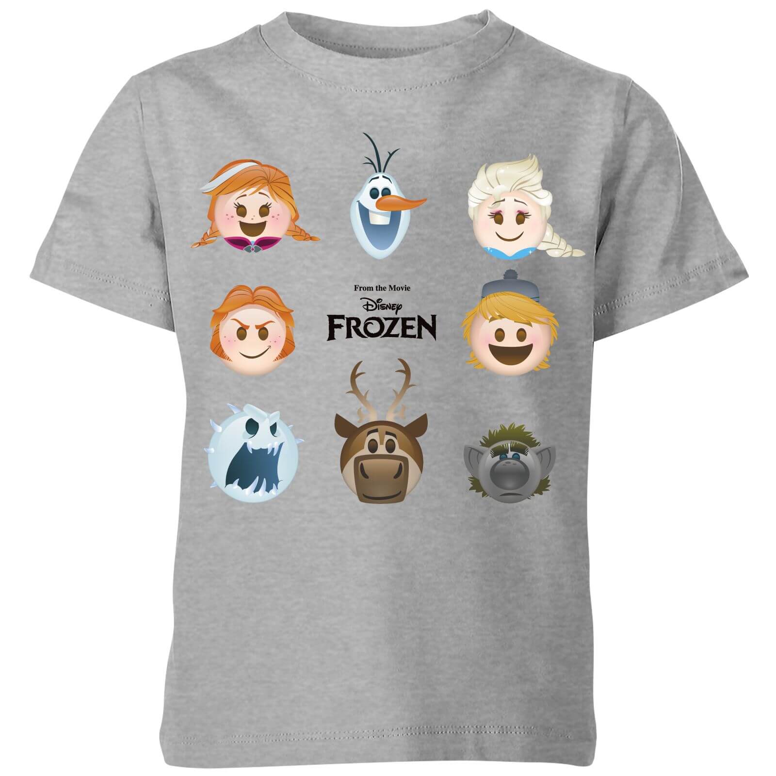 Camiseta Disney Frozen Personajes Emoji - Niño - Gris - 7-8 años