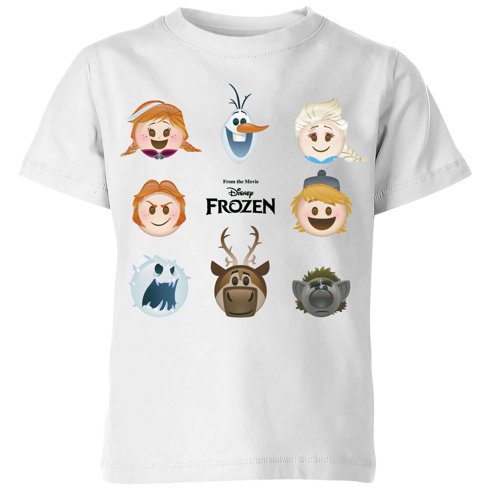 Disney Frozen Emoji Heads Kids' T-Shirt - White - 3-4 Years