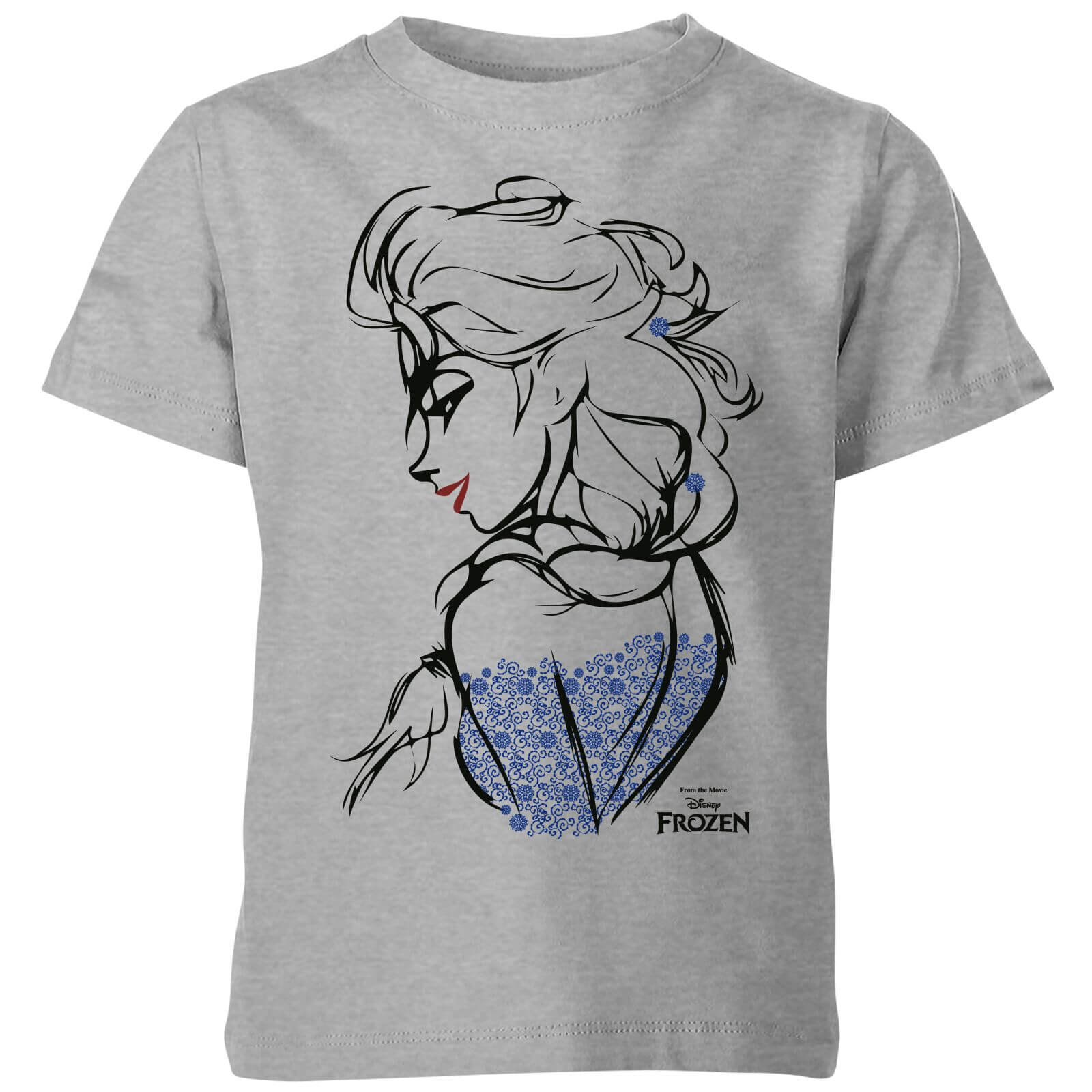Die Eiskönigin Elsa Sketch Kinder T-Shirt – Grau – 3-4 Jahre