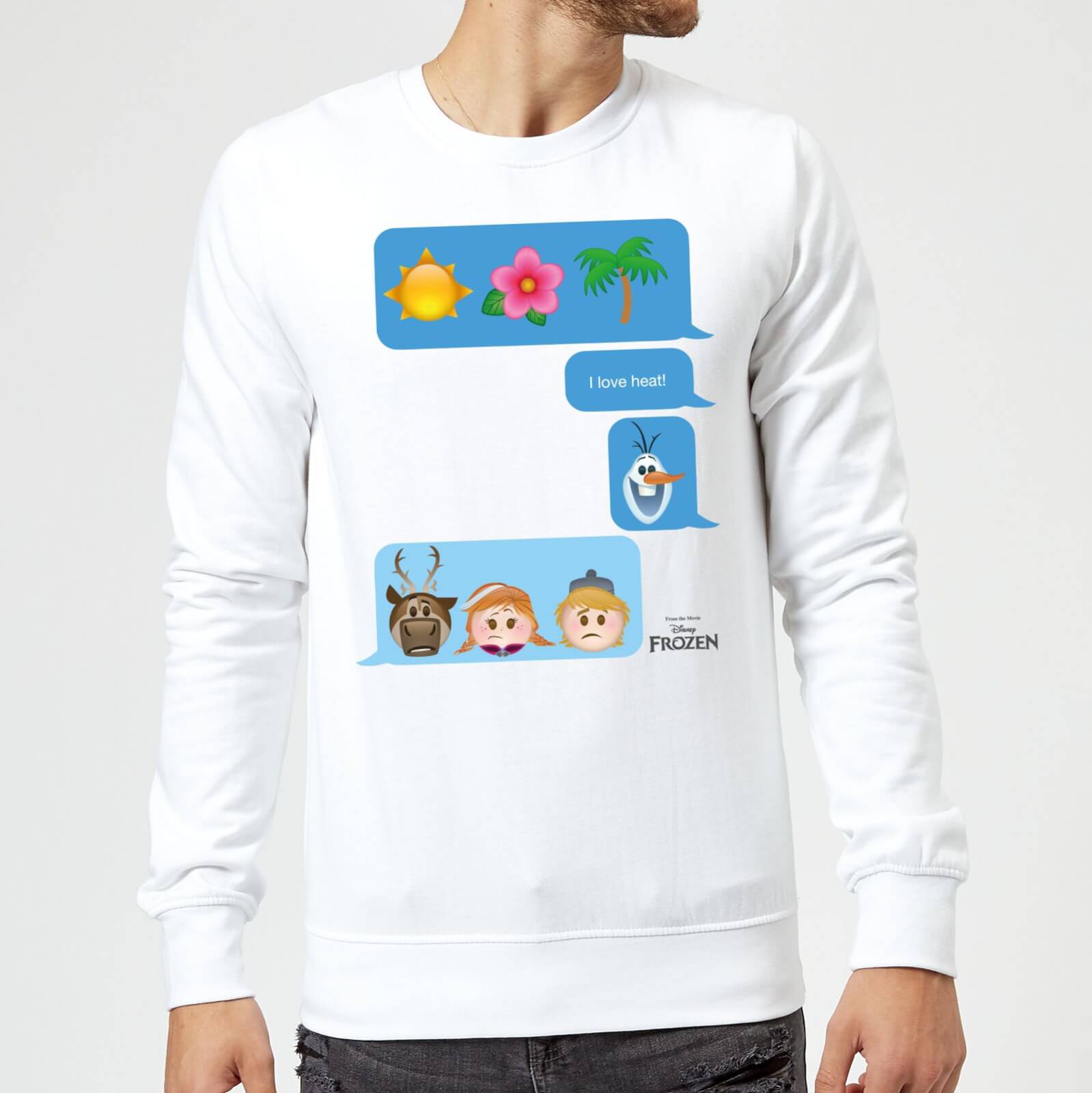 Die Eiskönigin I Love Heat Emoji Pullover – Weiß – M – Weiß