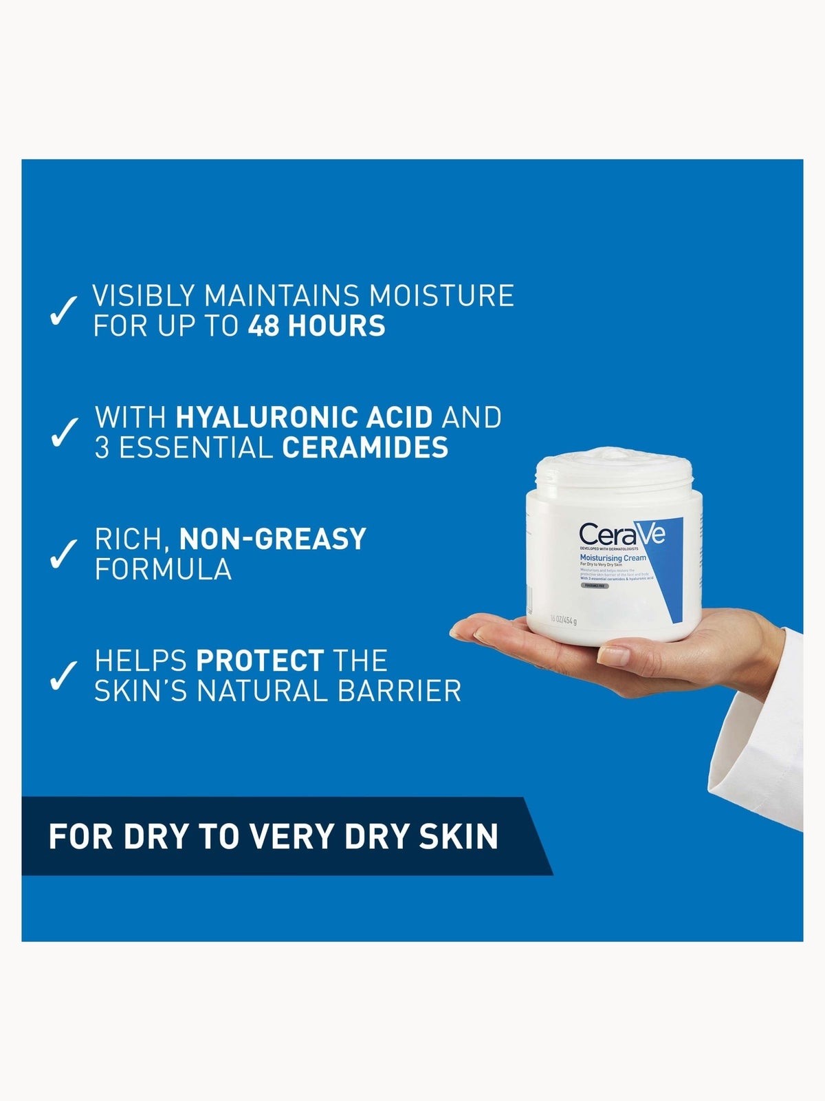 CeraVe Moisturising Cream Pot with Ceramides for Dry to Very Dry Skin 454g 2