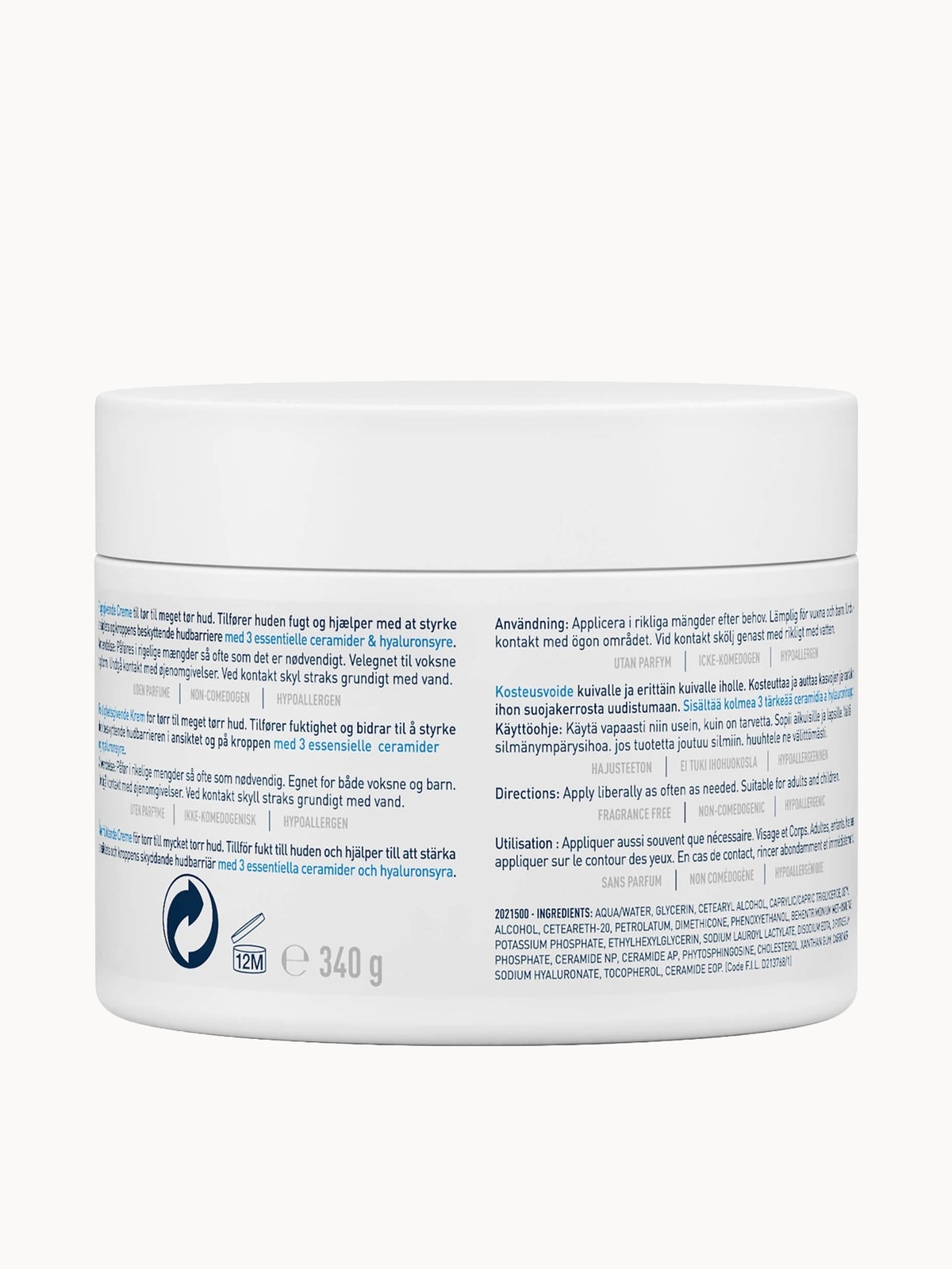 CeraVe Moisturising Cream Pot for Face and Body with Ceramides for Dry to Very Dry Skin 340g 2