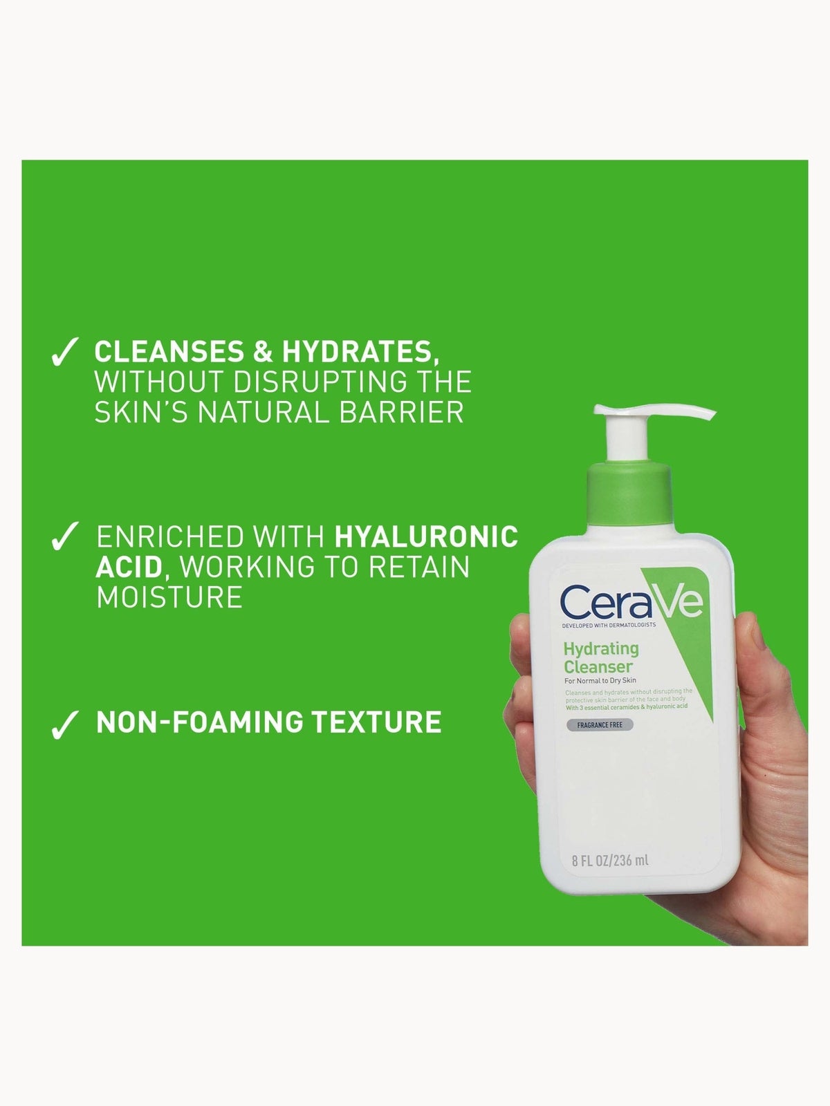 CeraVe Hydrating Cleanser with Hyaluronic Acid for Normal to Dry Skin 236ml 4
