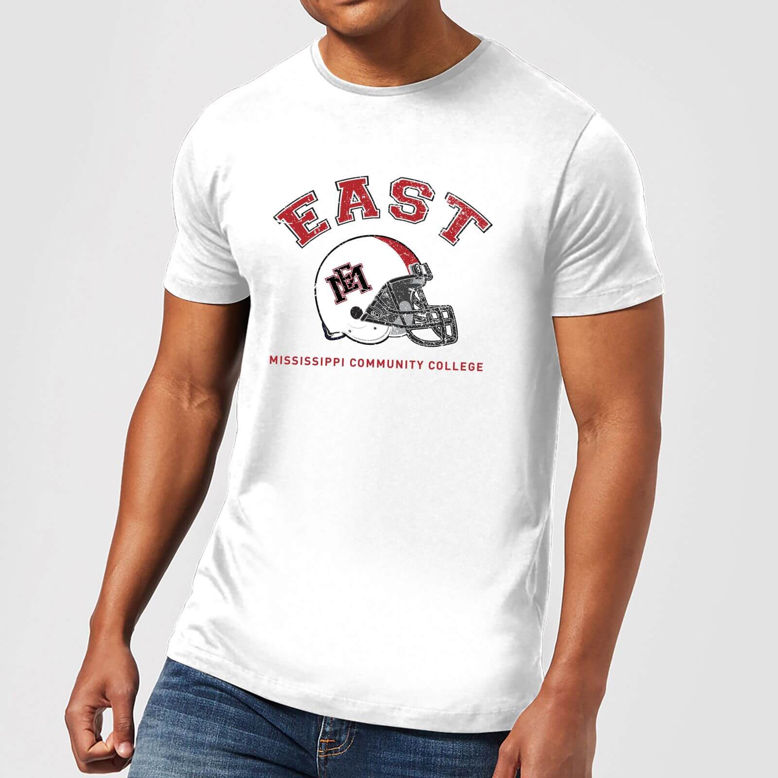 Image of East Mississippi Community College Helmet Men's T-Shirt - White - L - Bianco