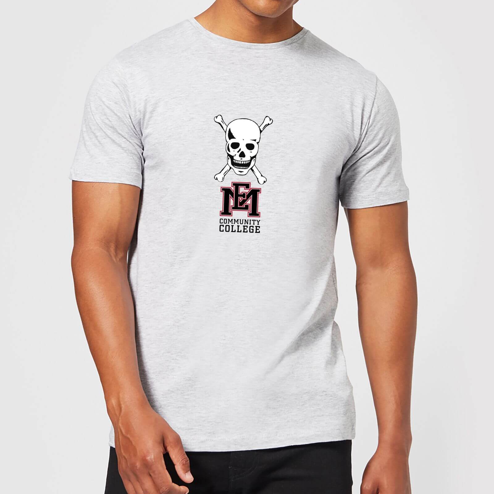 East Mississippi Community College Skull and Logo Men's T-Shirt - Grey - L - Grey