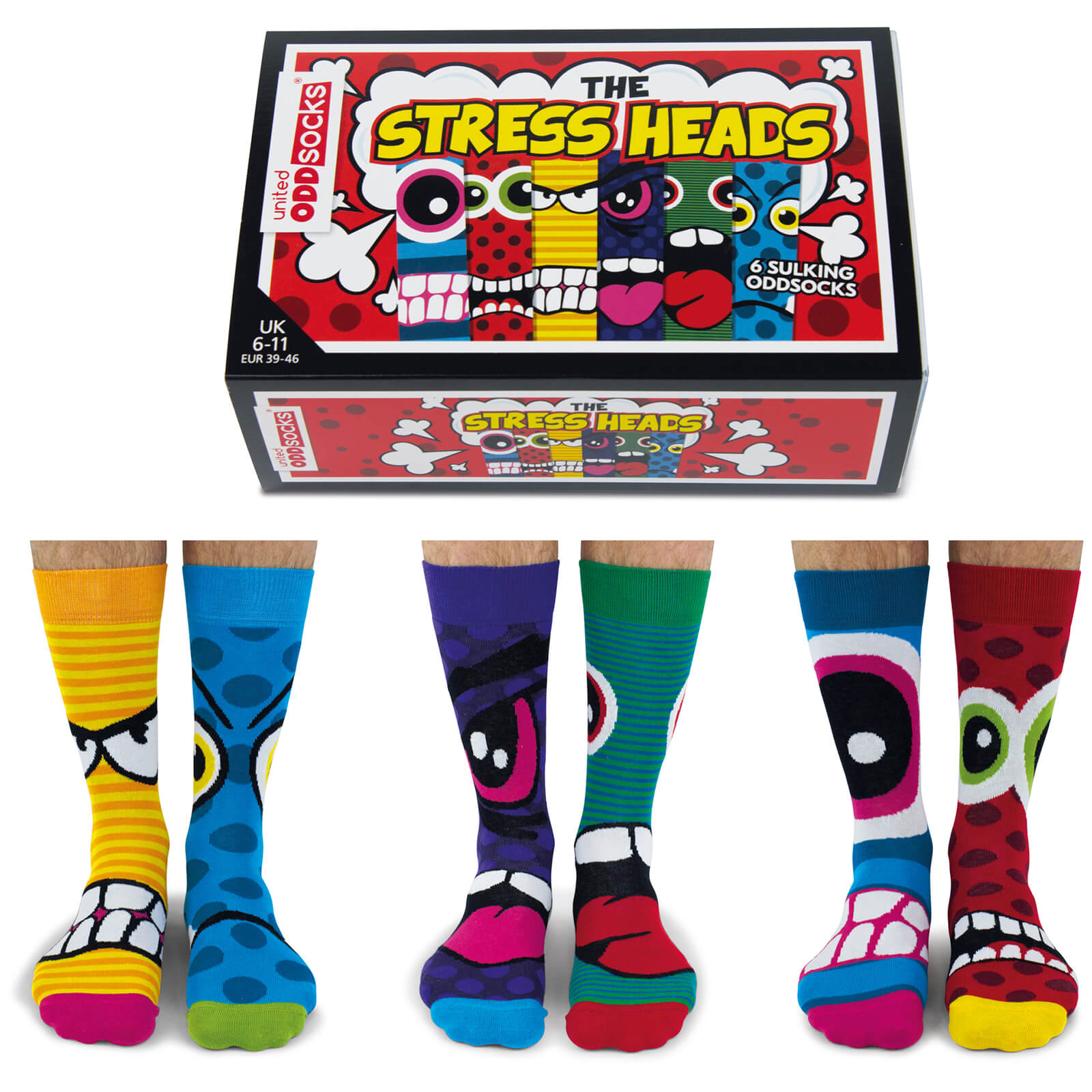 United Oddsocks Men's The Stressheads Socks Gift Set