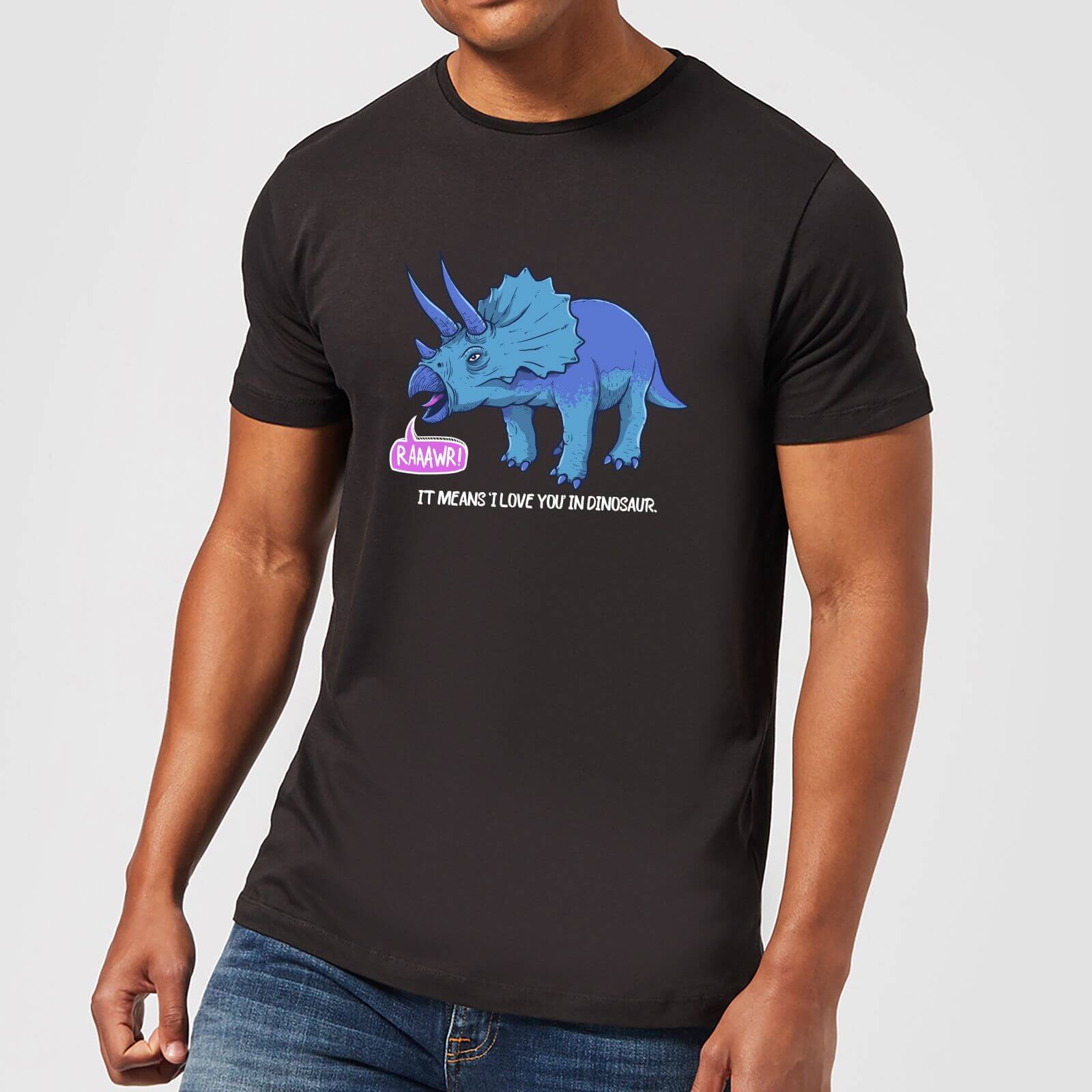 Rawr It Means I Love You In Dinosaur Men's T-Shirt - Black - XXL - Black