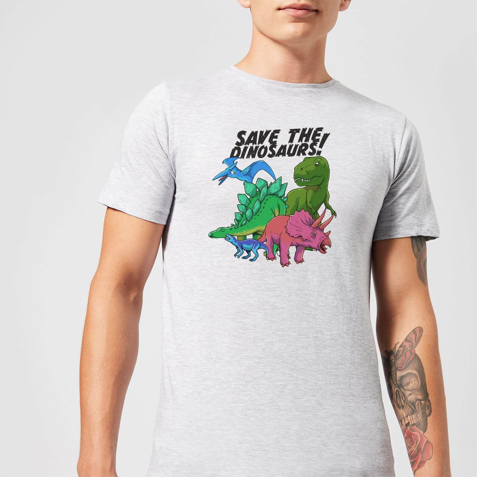 Save The Dinosaurs Men's T-Shirt - Grey - L - Grey
