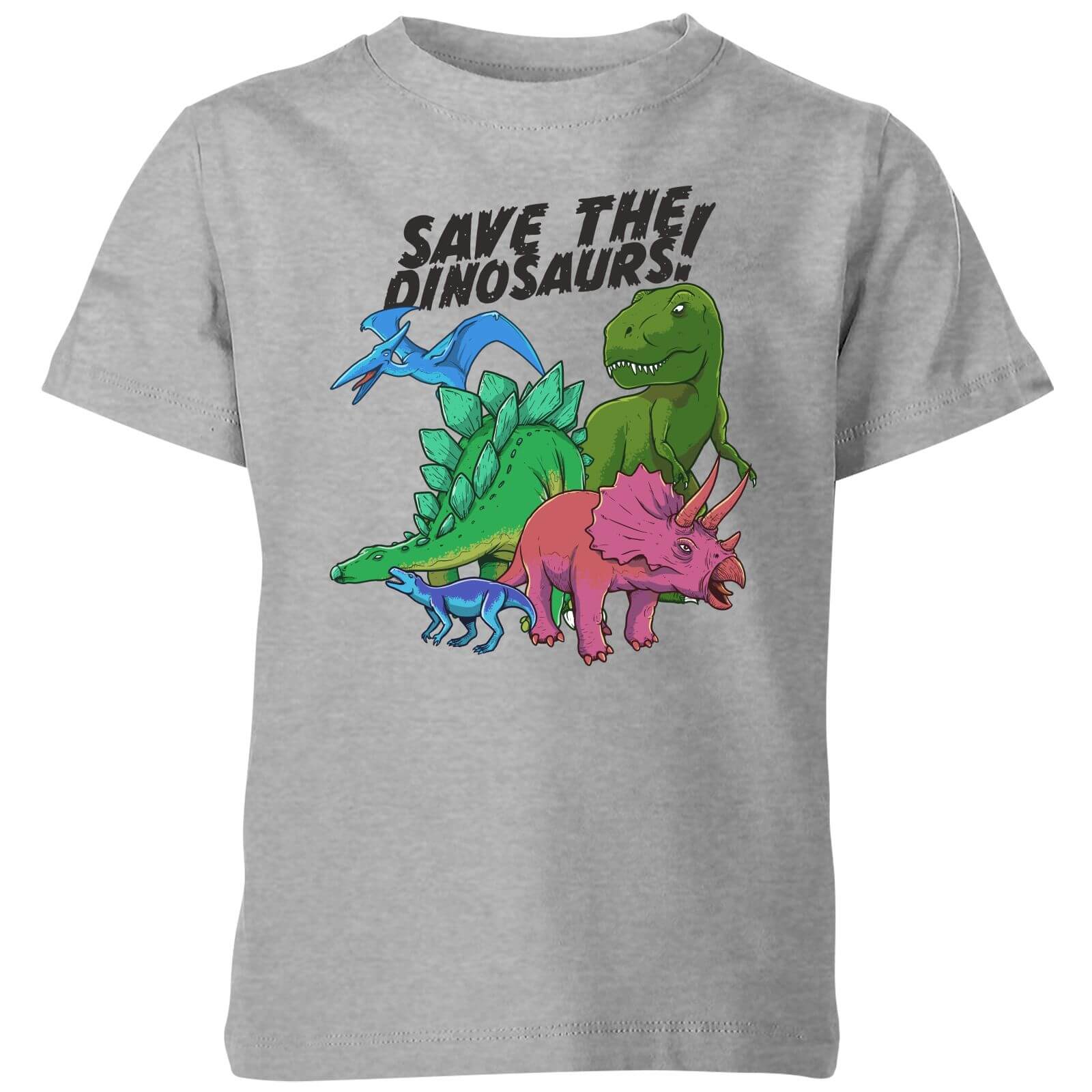 Save The Dinosaurs Kids' T-Shirt - Grey - 3-4 Years - Grey