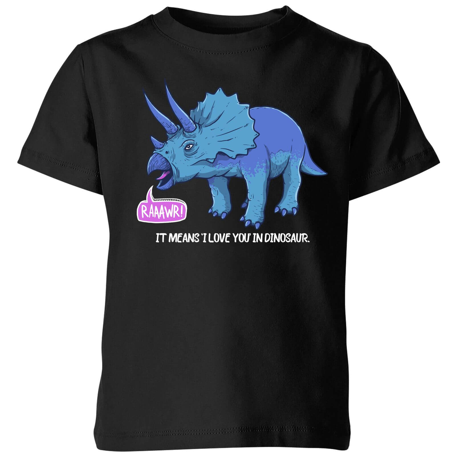 Rawr It Means I Love You In Dinosaur Kids' T-Shirt - Black - 3-4 Years - Black