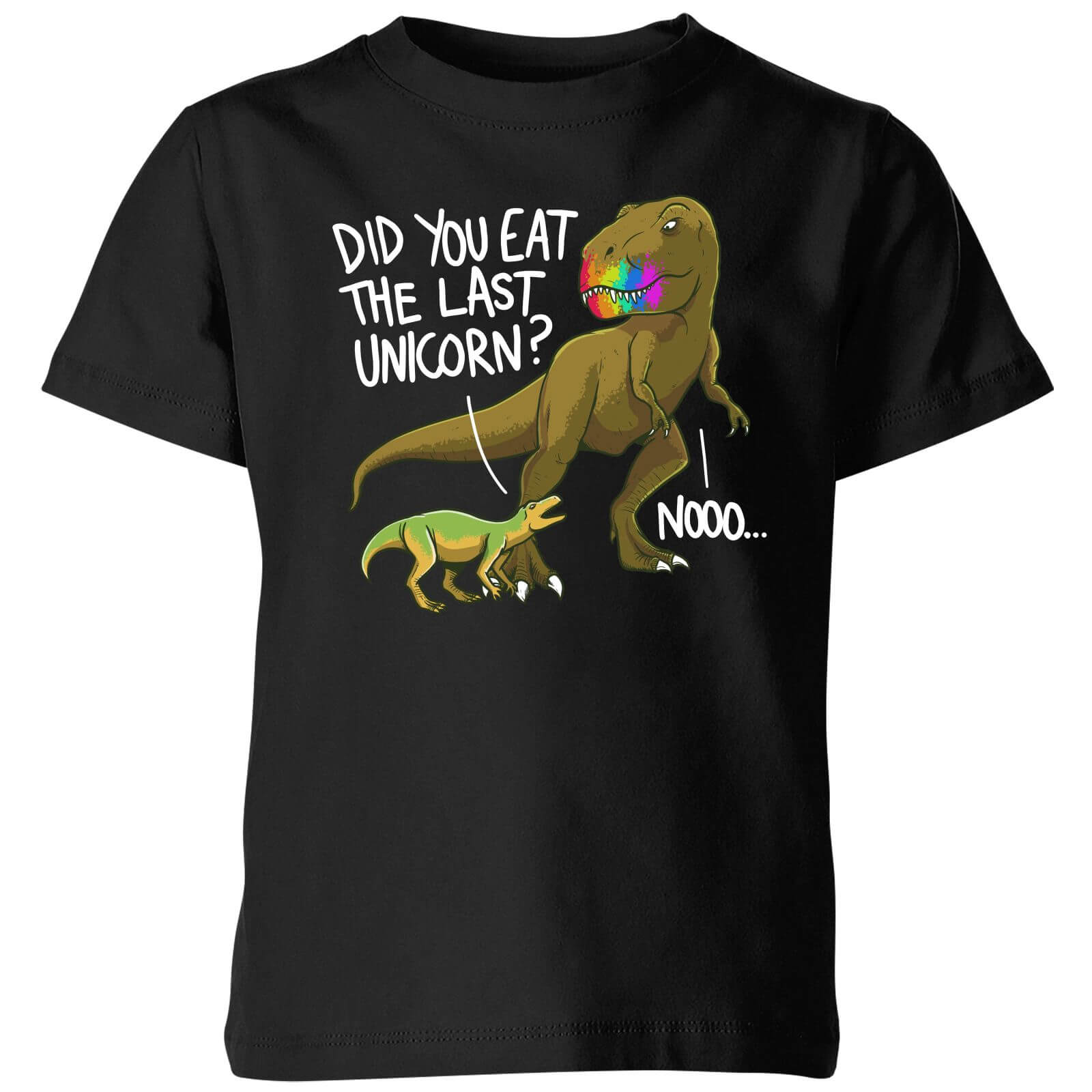 Dinosaur Unicorn Kids' T-Shirt - Black - 9-10 Years