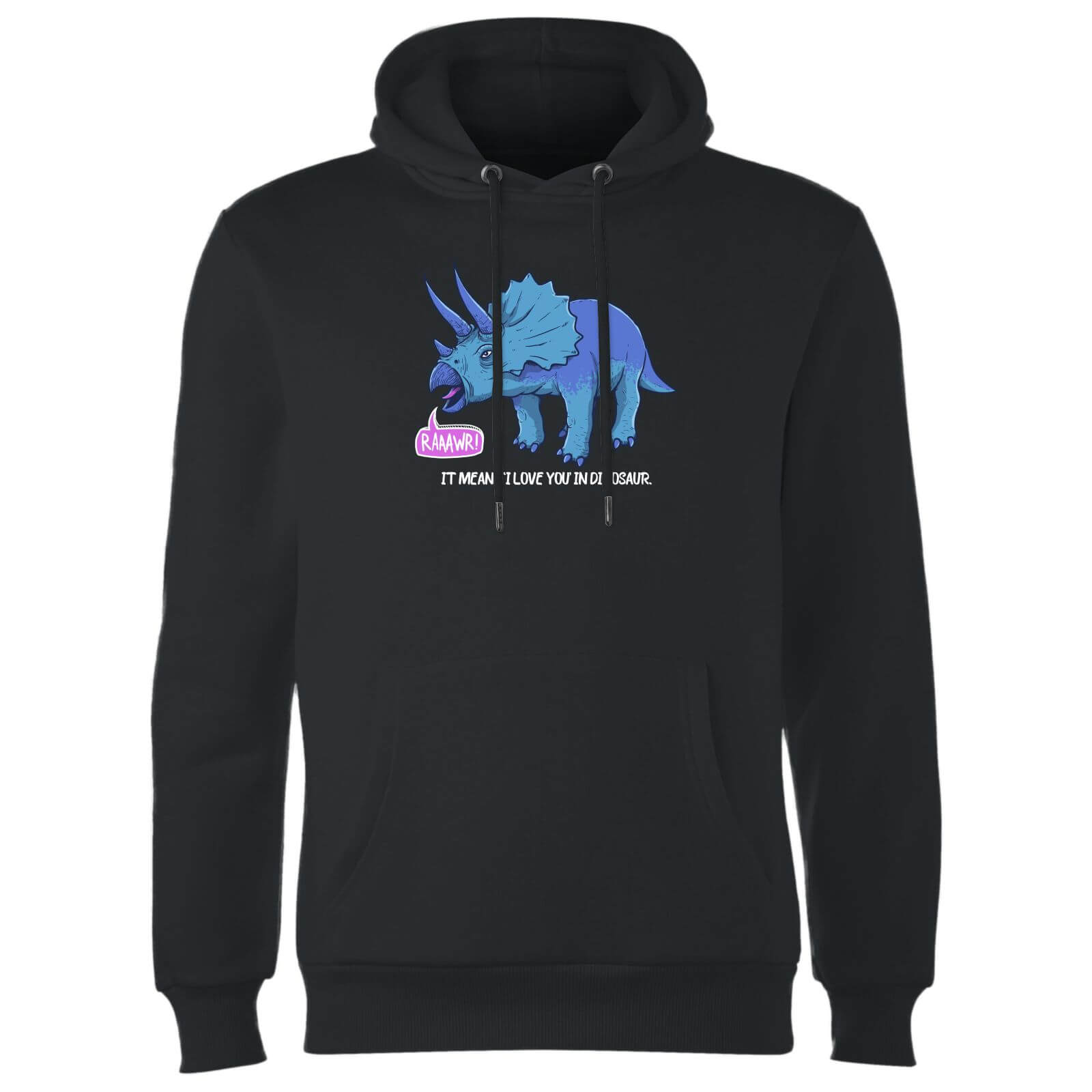 Rawr It Means I Love You In Dinosaur Hoodie - Black - XXL - Black