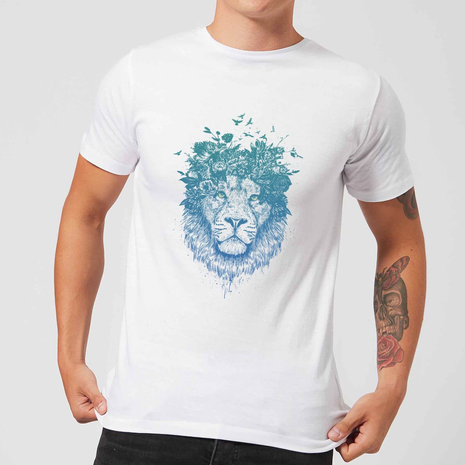 

Balazs Solti Lion And Butterflies Men's T-Shirt - White - 4XL - Blanc