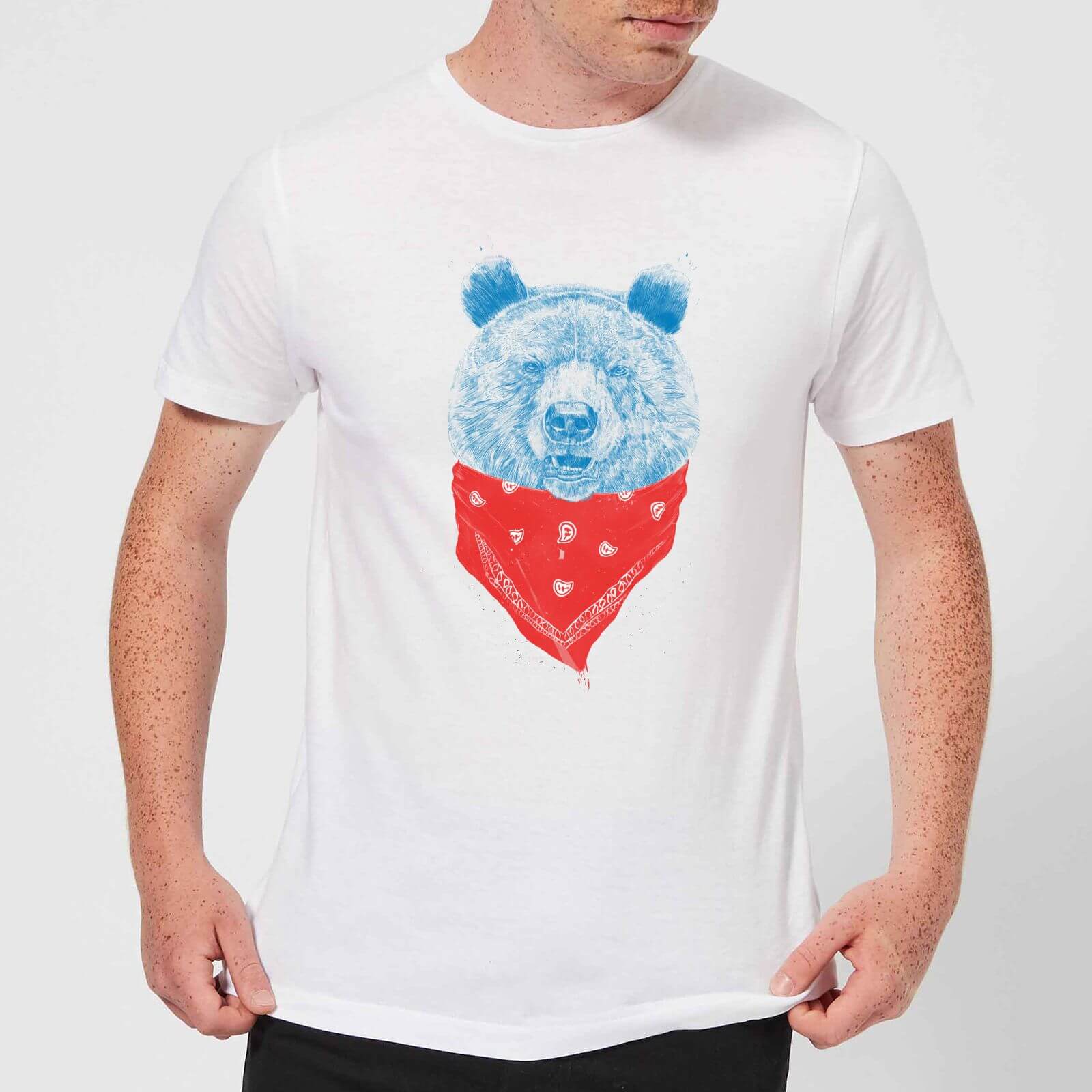 

Balazs Solti Bandana Panda Men's T-Shirt - White - 5XL - Blanc