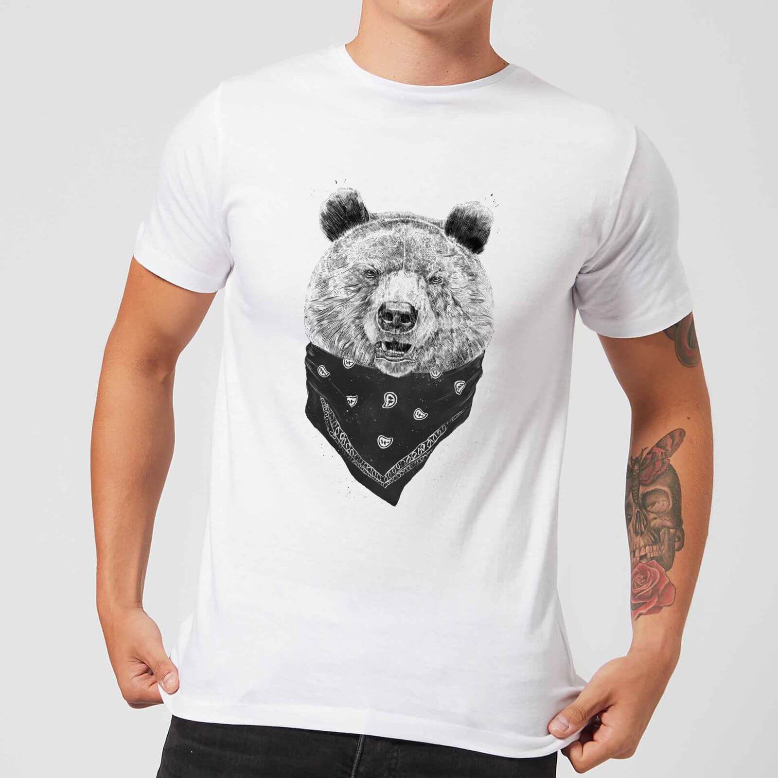 Image of Balazs Solti Bandana Panda Men's T-Shirt - White - 4XL - Weiß