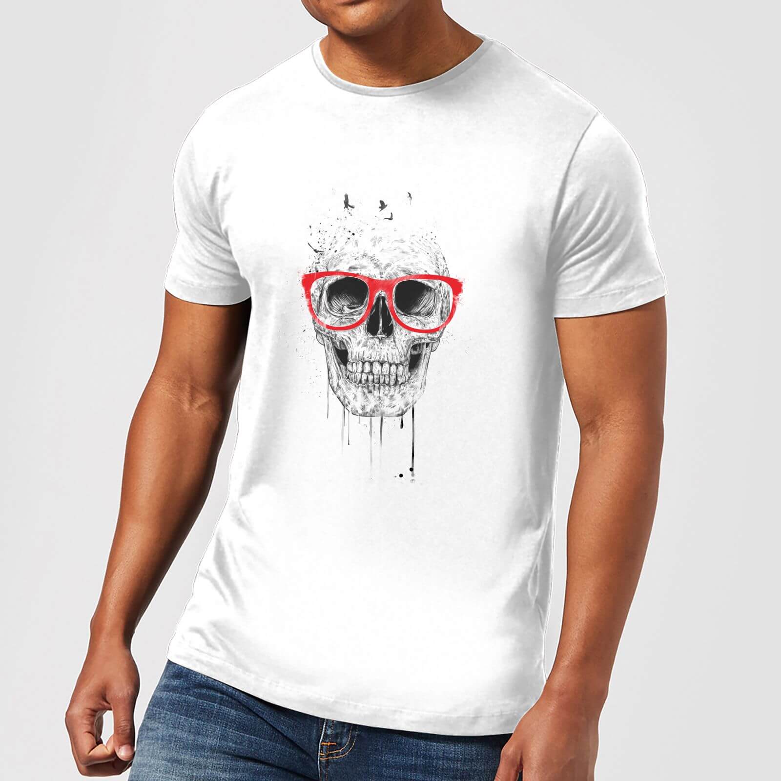 

Balazs Solti Skull And Glasses Men's T-Shirt - White - 5XL - Blanc