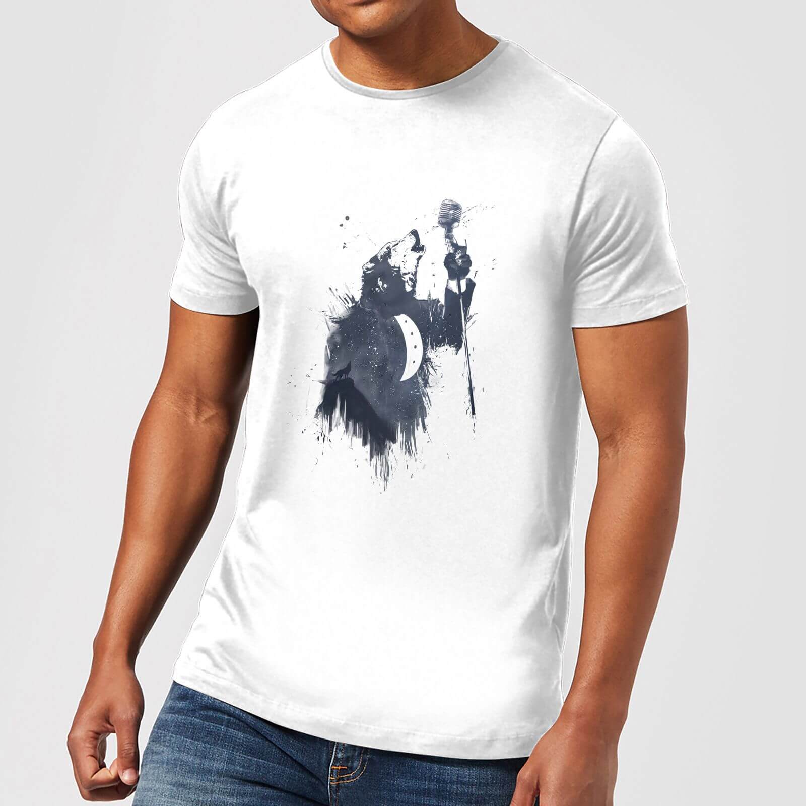 

Balazs Solti Singing Wolf Men's T-Shirt - White - 4XL - Blanc