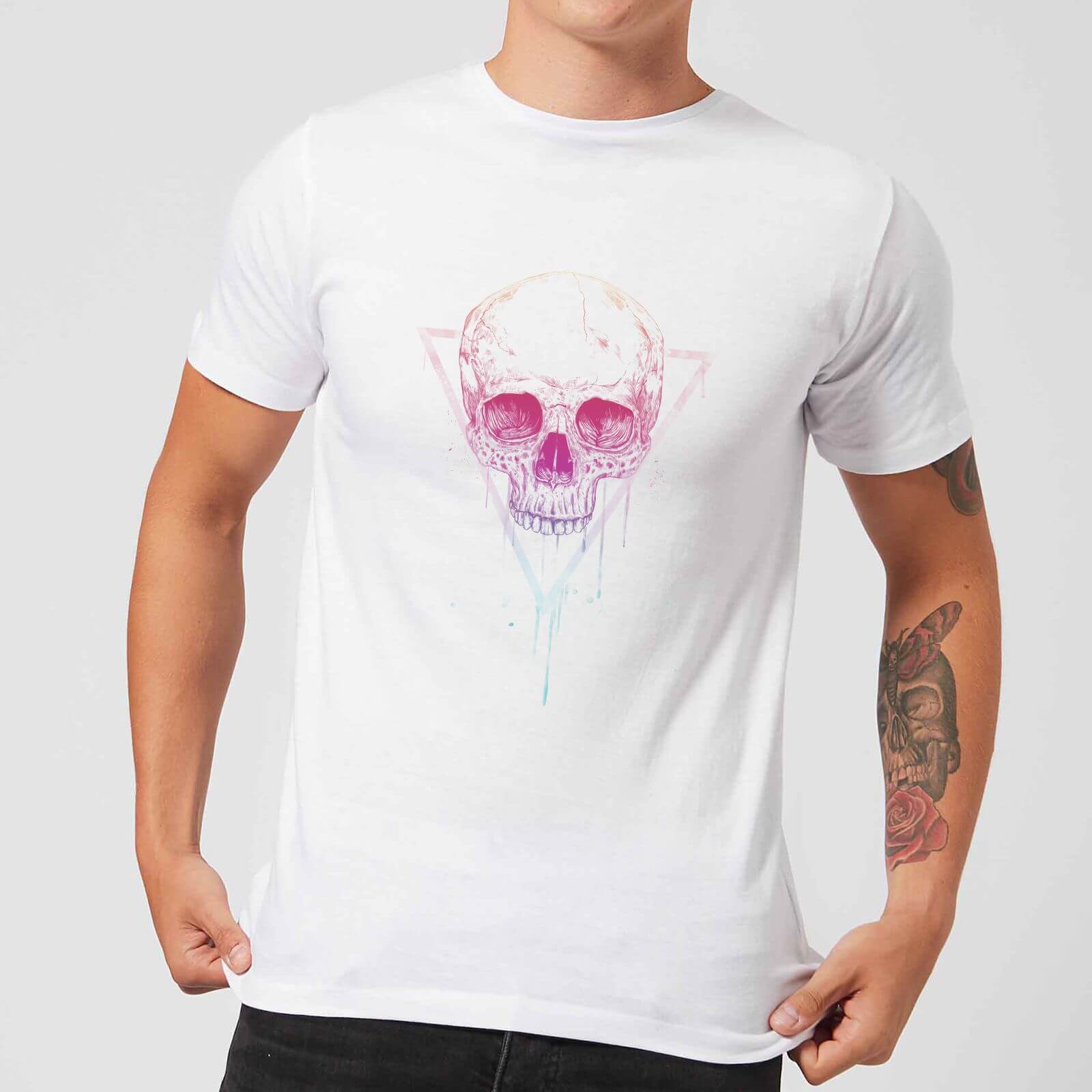 

Balazs Solti Colourful Skull Men's T-Shirt - White - 5XL - Blanc