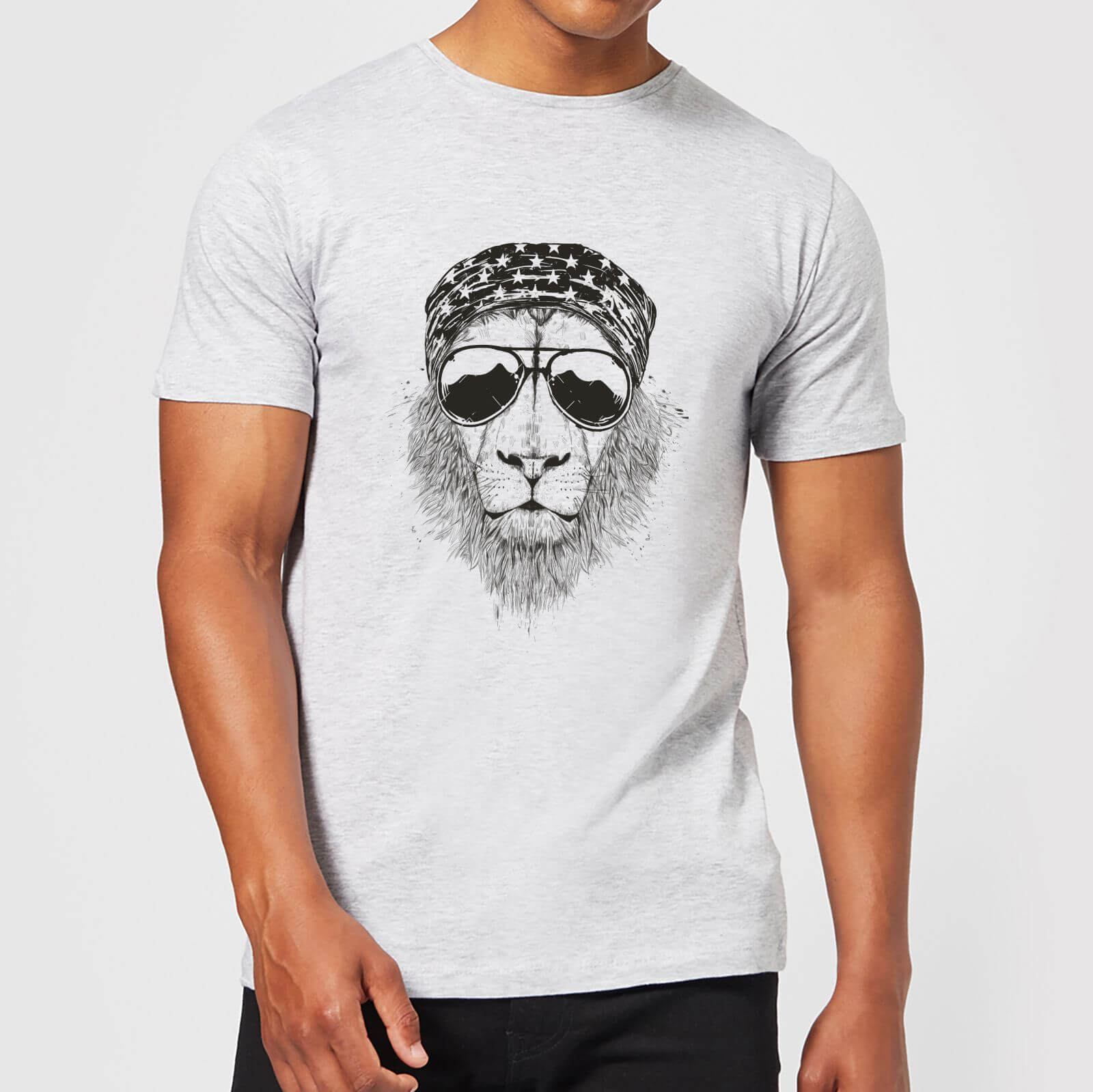 

Balazs Solti Bandana Lion Men's T-Shirt - Grey - 5XL - Gris