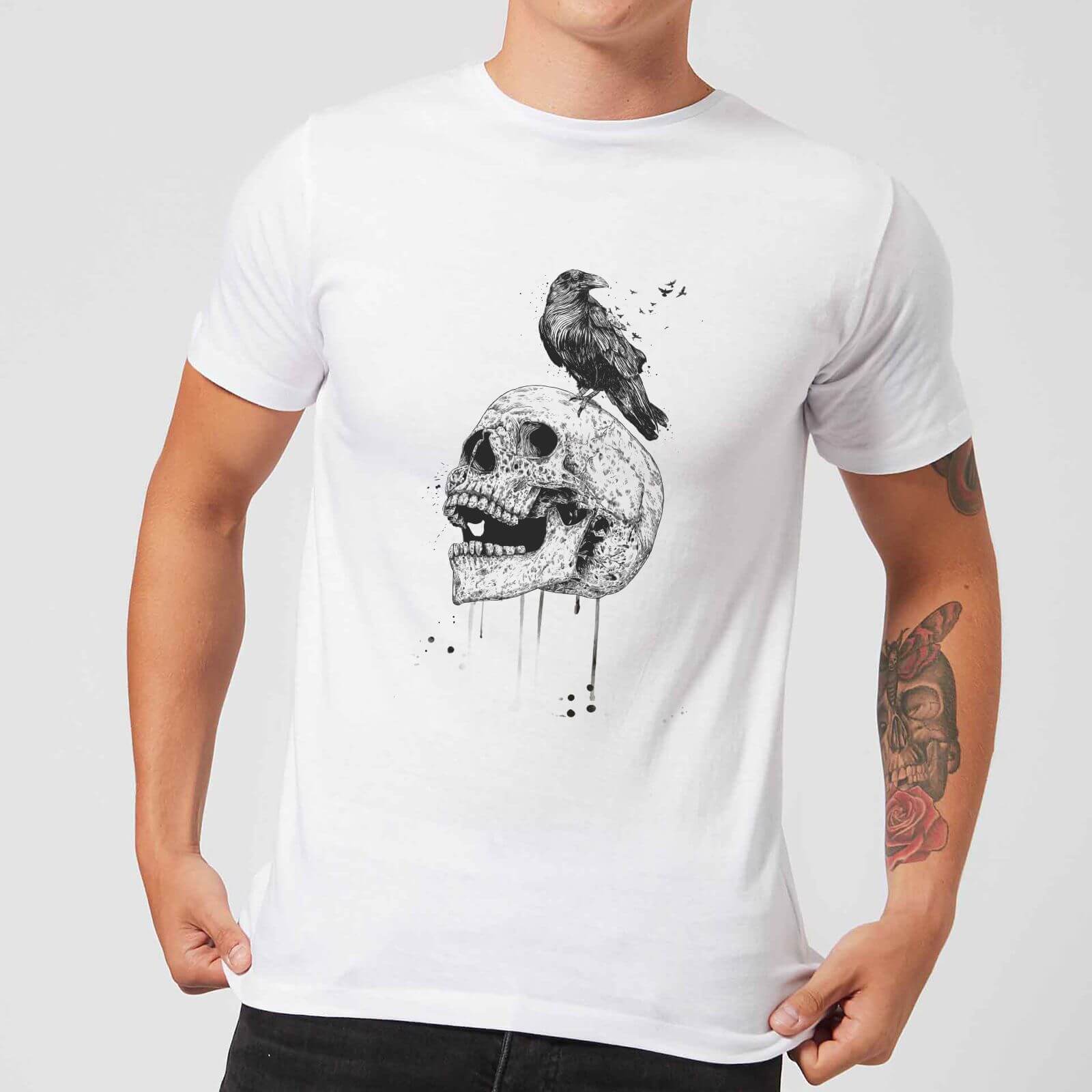 

Balazs Solti Skull And Crow Men's T-Shirt - White - 4XL - Blanc