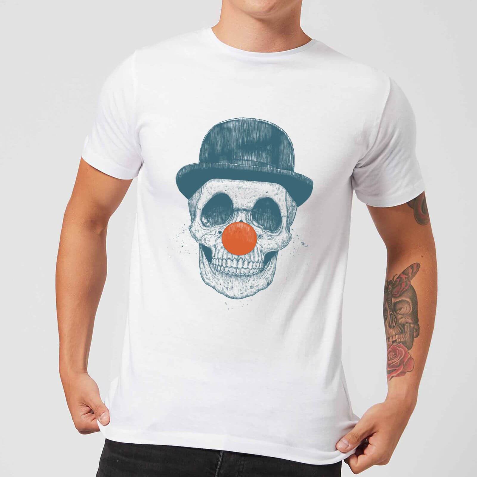 Balazs Solti Red Nosed Skull Men's T-Shirt - White - 4XL - Blanc