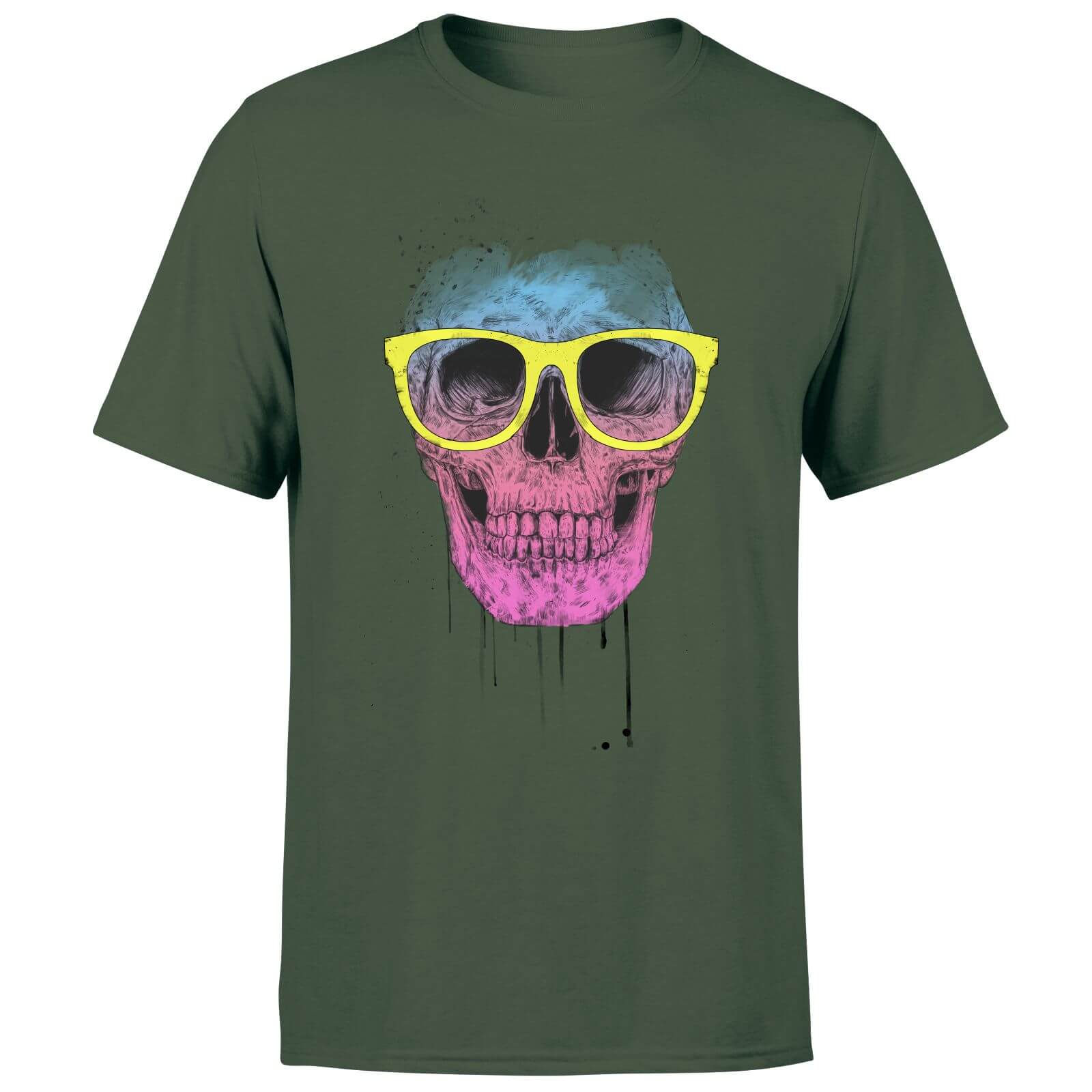 Balazs Solti Skull And Glasses Men's T-Shirt - Forest Green - S - Forest Green