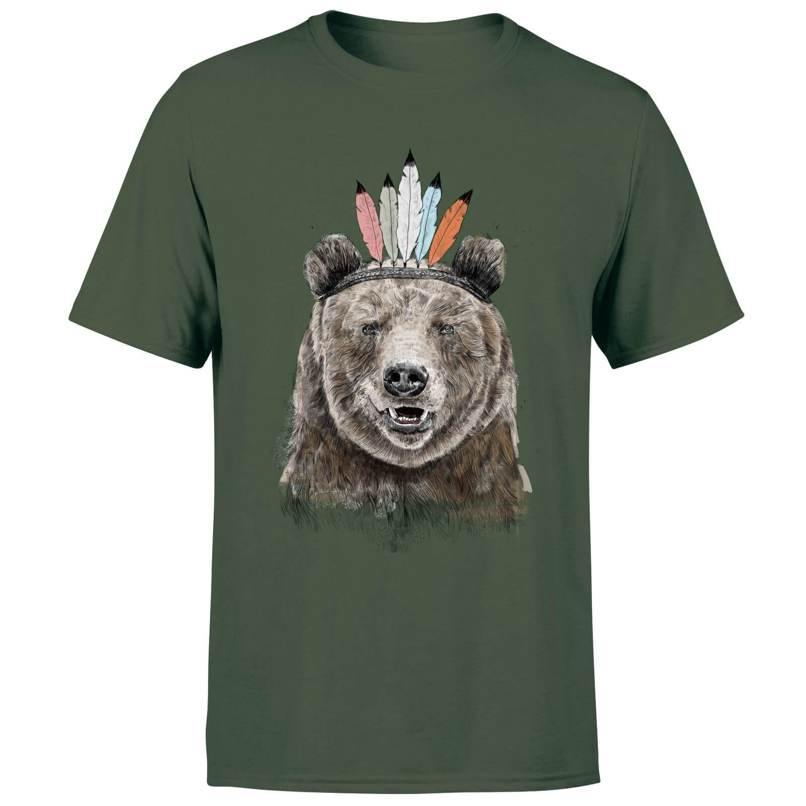 Balazs Solti Native Bear Men's T-Shirt - Forest Green - S - Forest Green