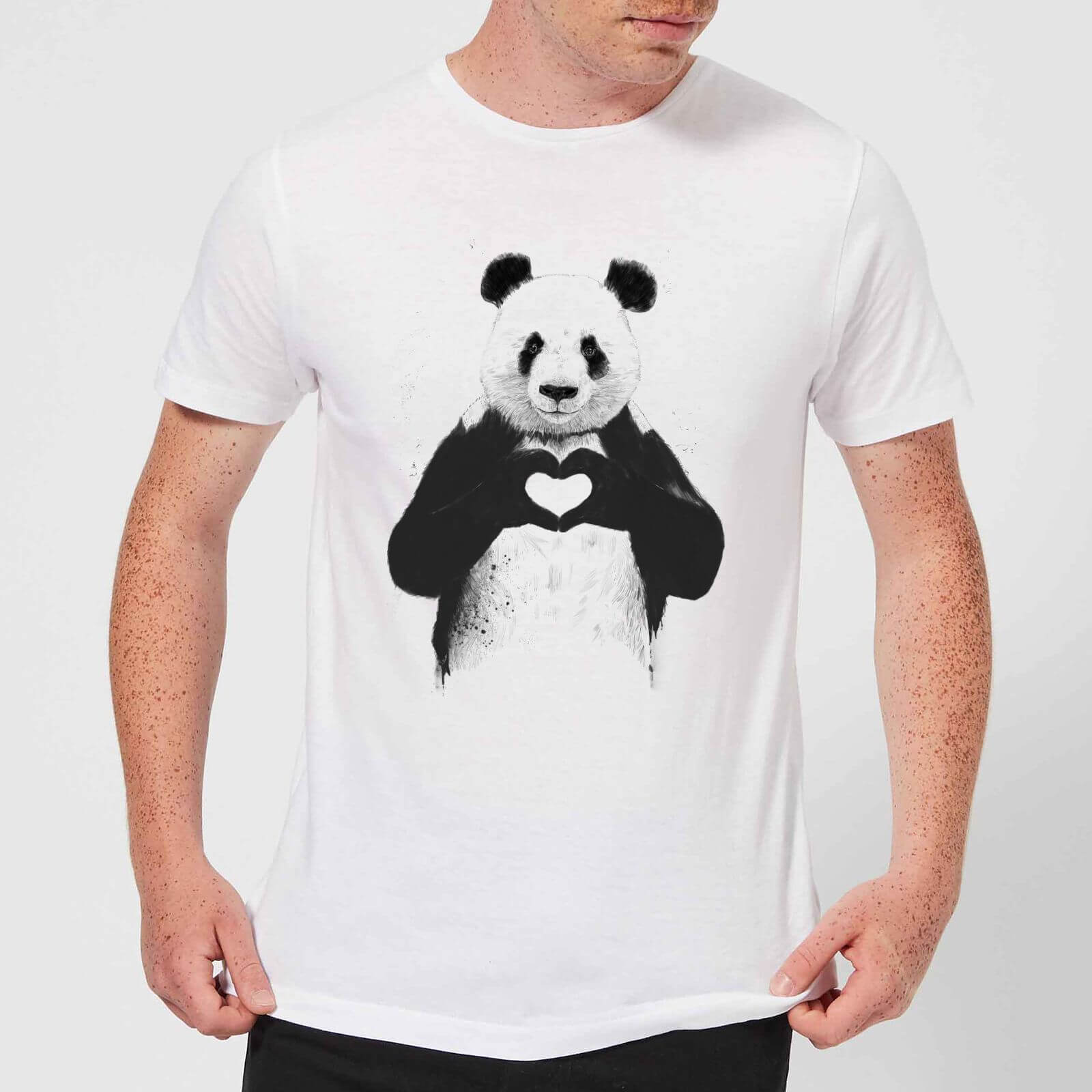 Balazs Solti Panda Love Men's T-Shirt - White - 3XL - Blanc