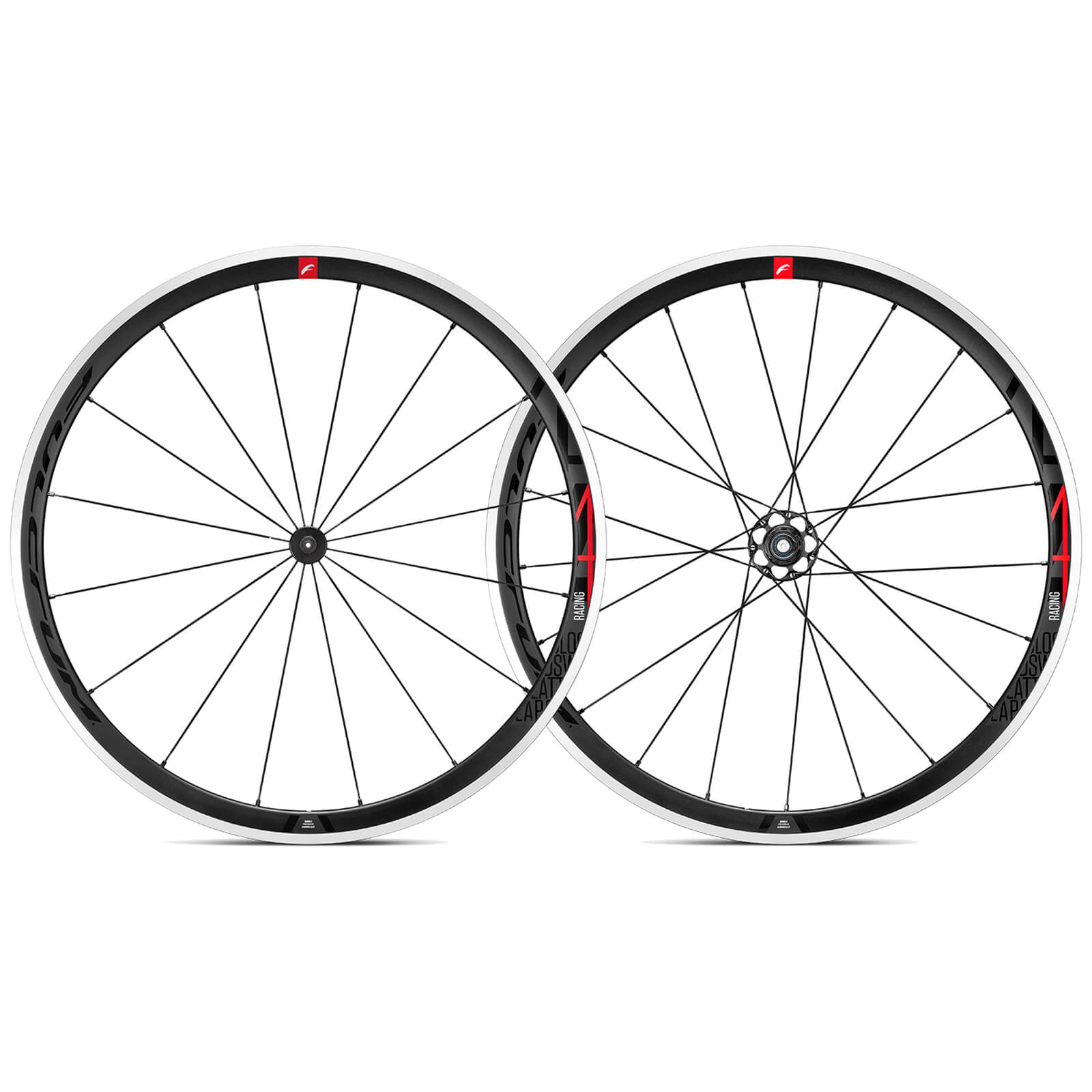 Image of Fulcrum Racing 4 C17 Clincher Road Wheelset - Black / Campagnolo / Pair / 11-12 Speed / Clincher / 700c